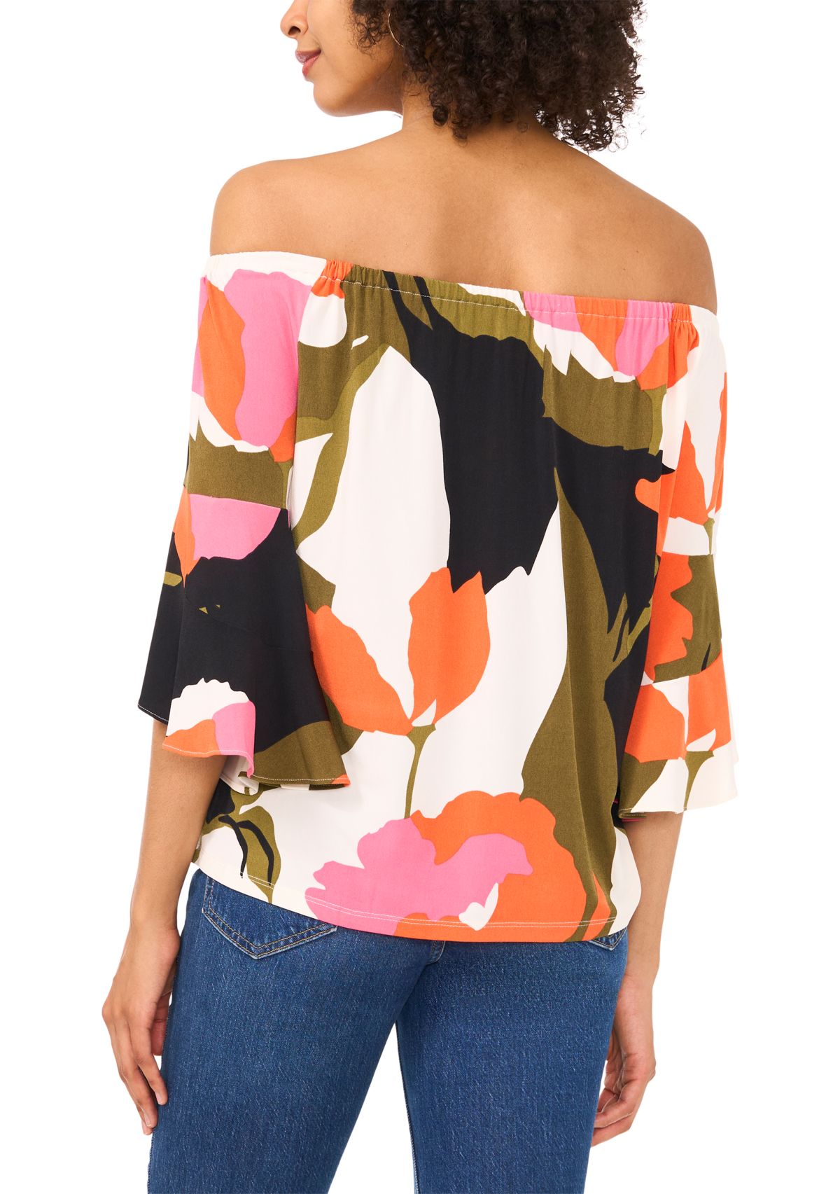 Petite Off the Shoulder Abstract Top 