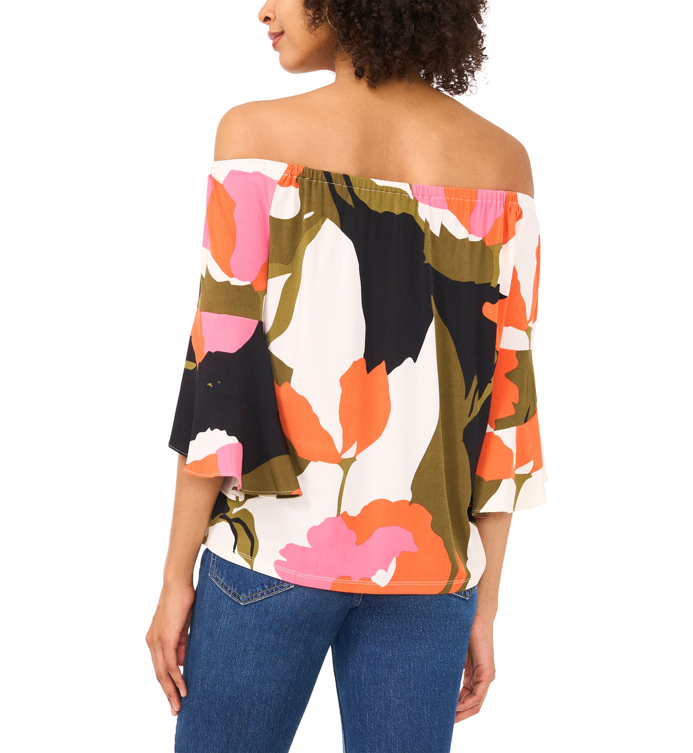 Petite Off the Shoulder Abstract Top 