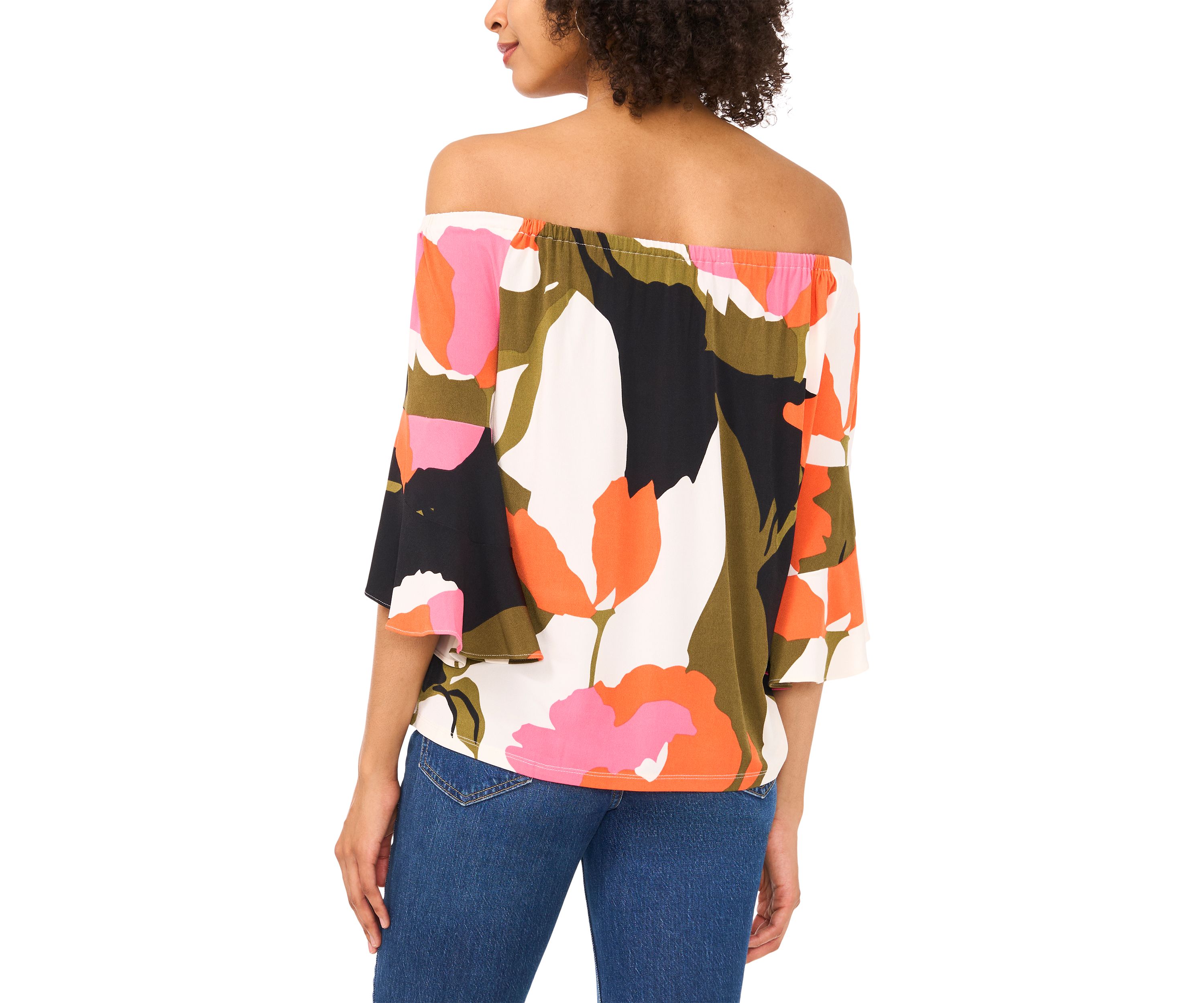 Petite Off the Shoulder Abstract Top 