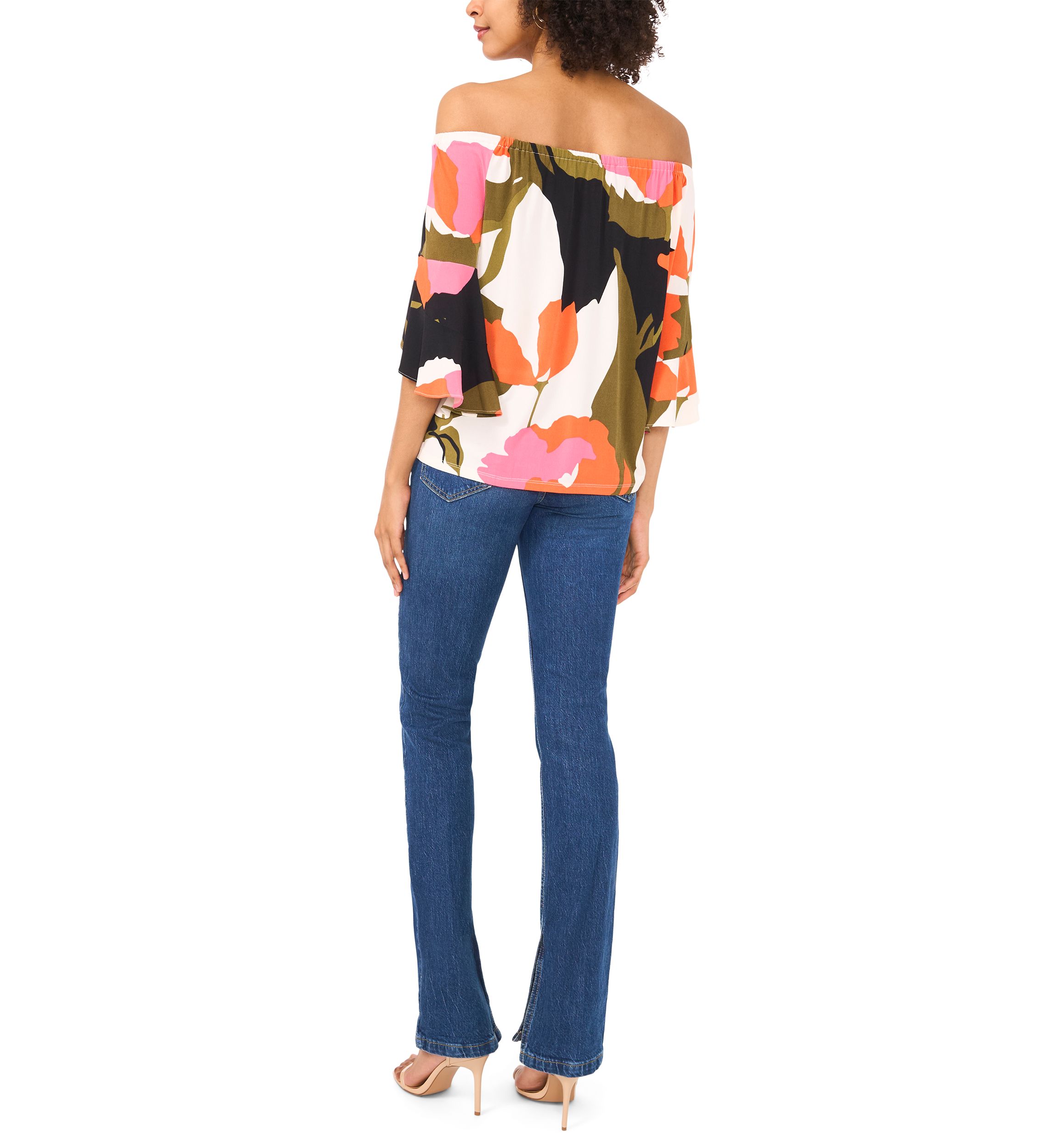 Petite Off the Shoulder Abstract Top 