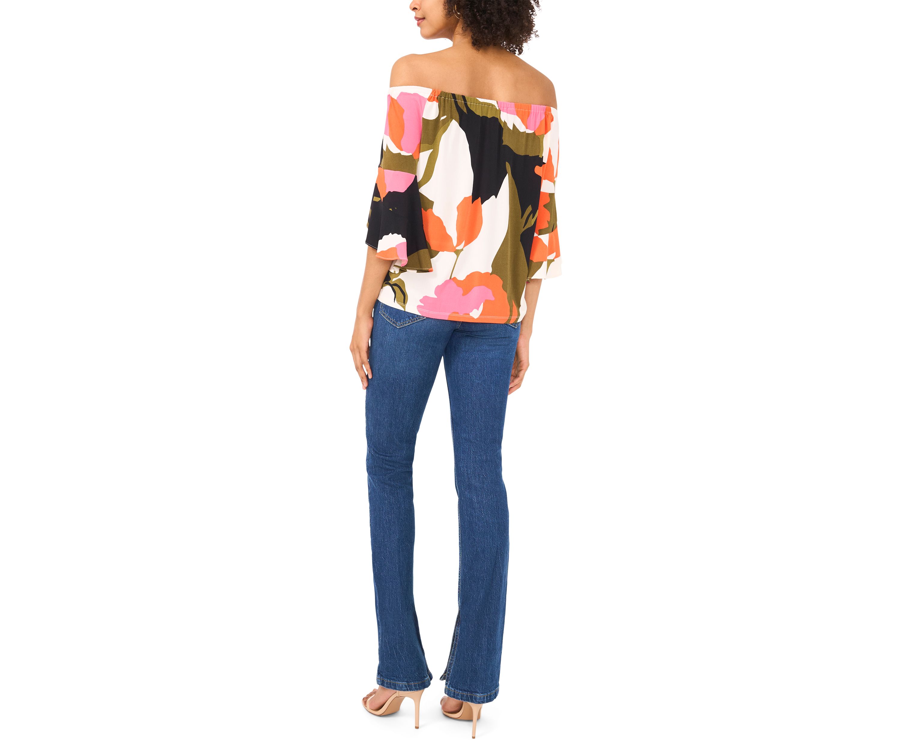 Petite Off the Shoulder Abstract Top 