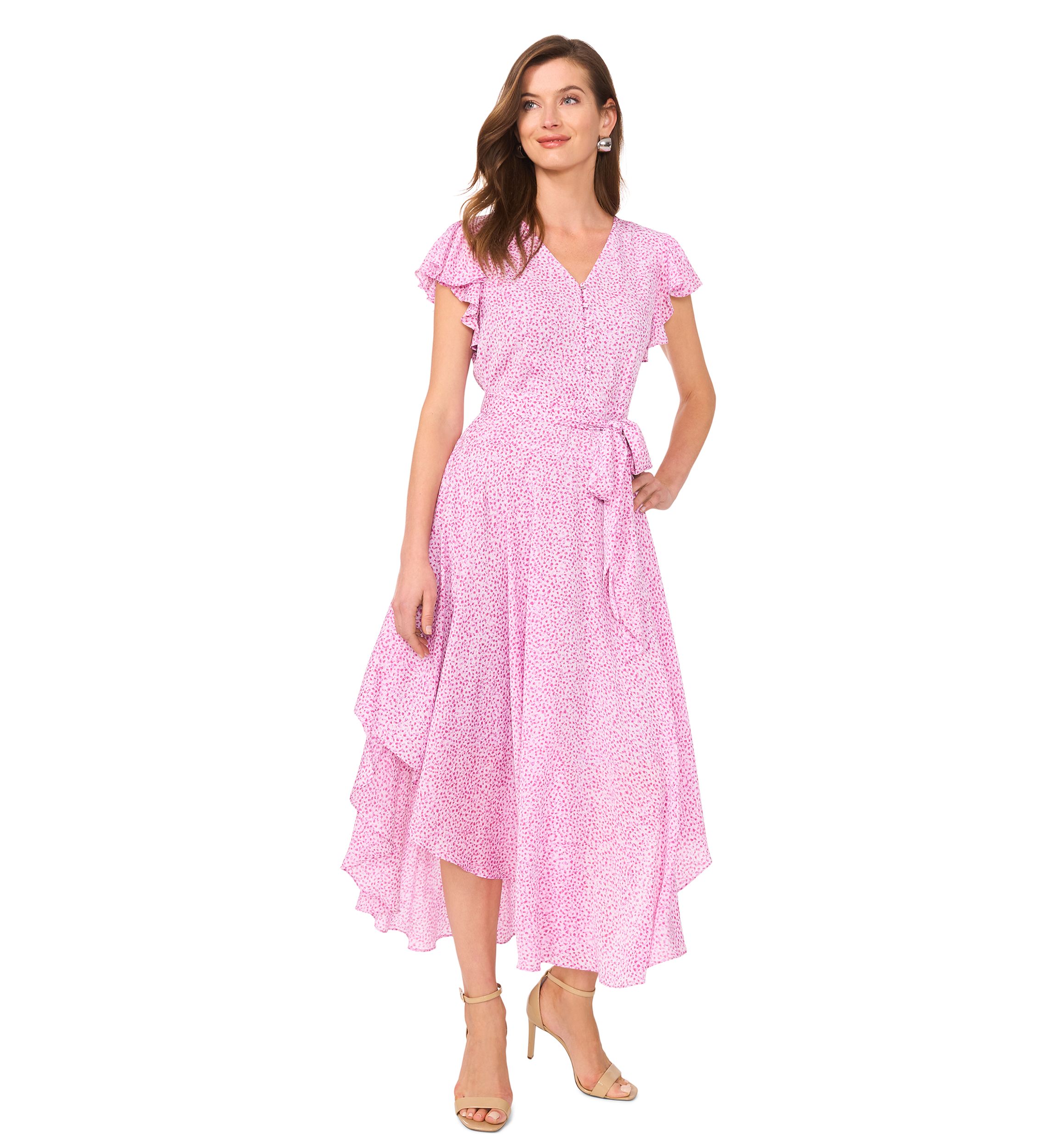 Petite V-Neck Button Down Maxi Dress