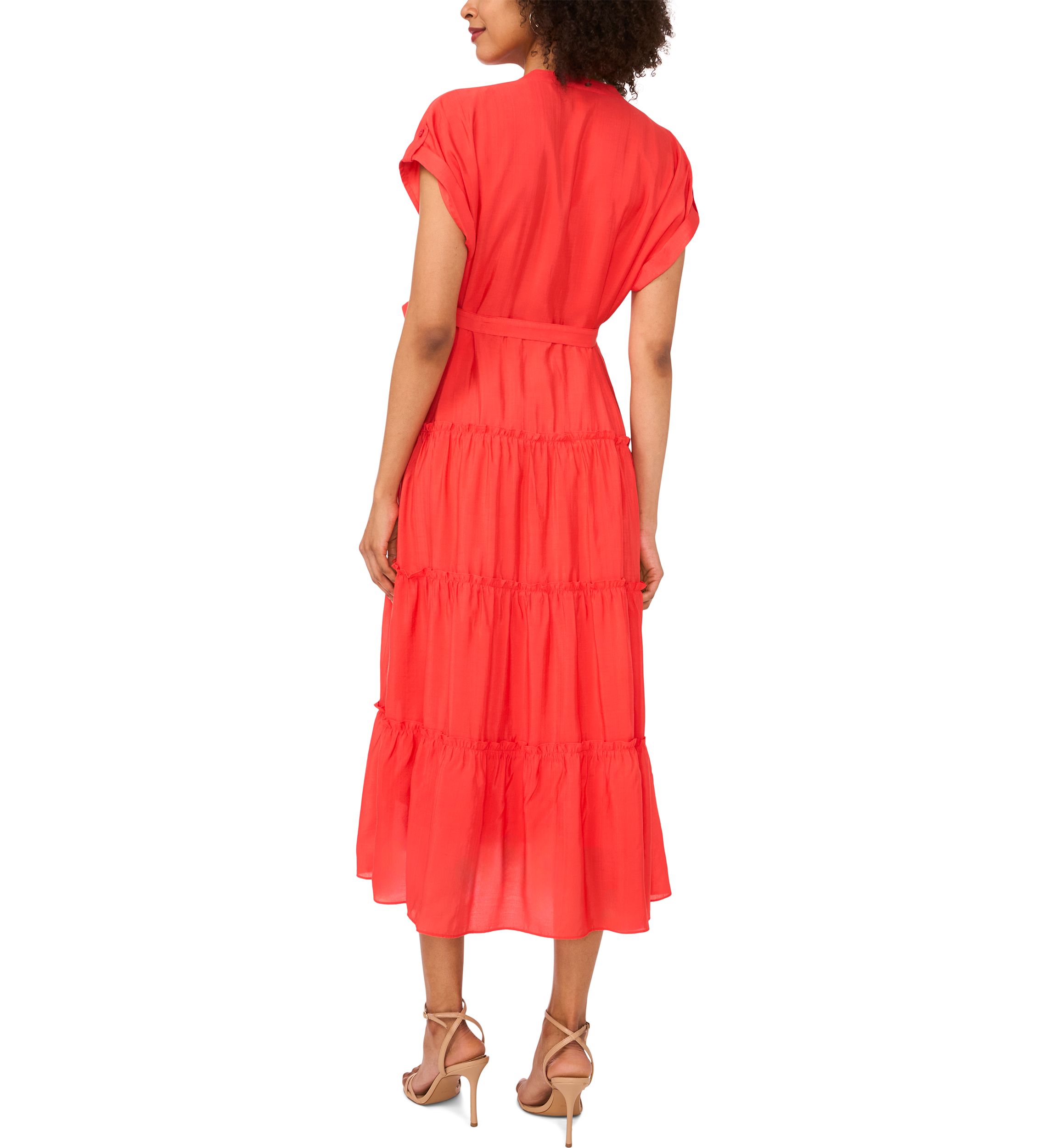 Petite Rolled Tiered Shirtdress 