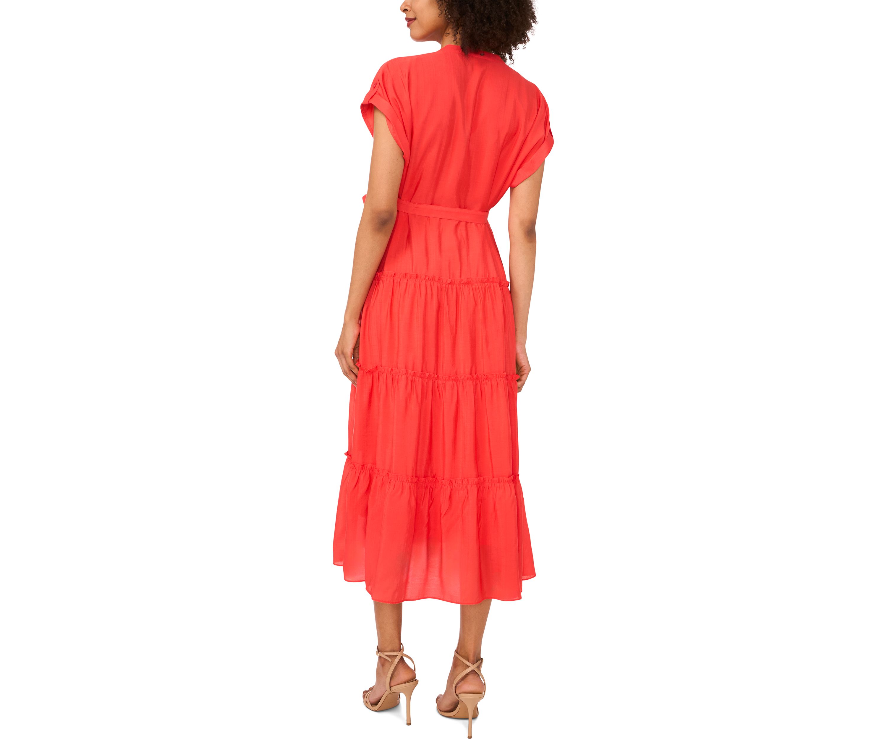 Petite Rolled Tiered Shirtdress 