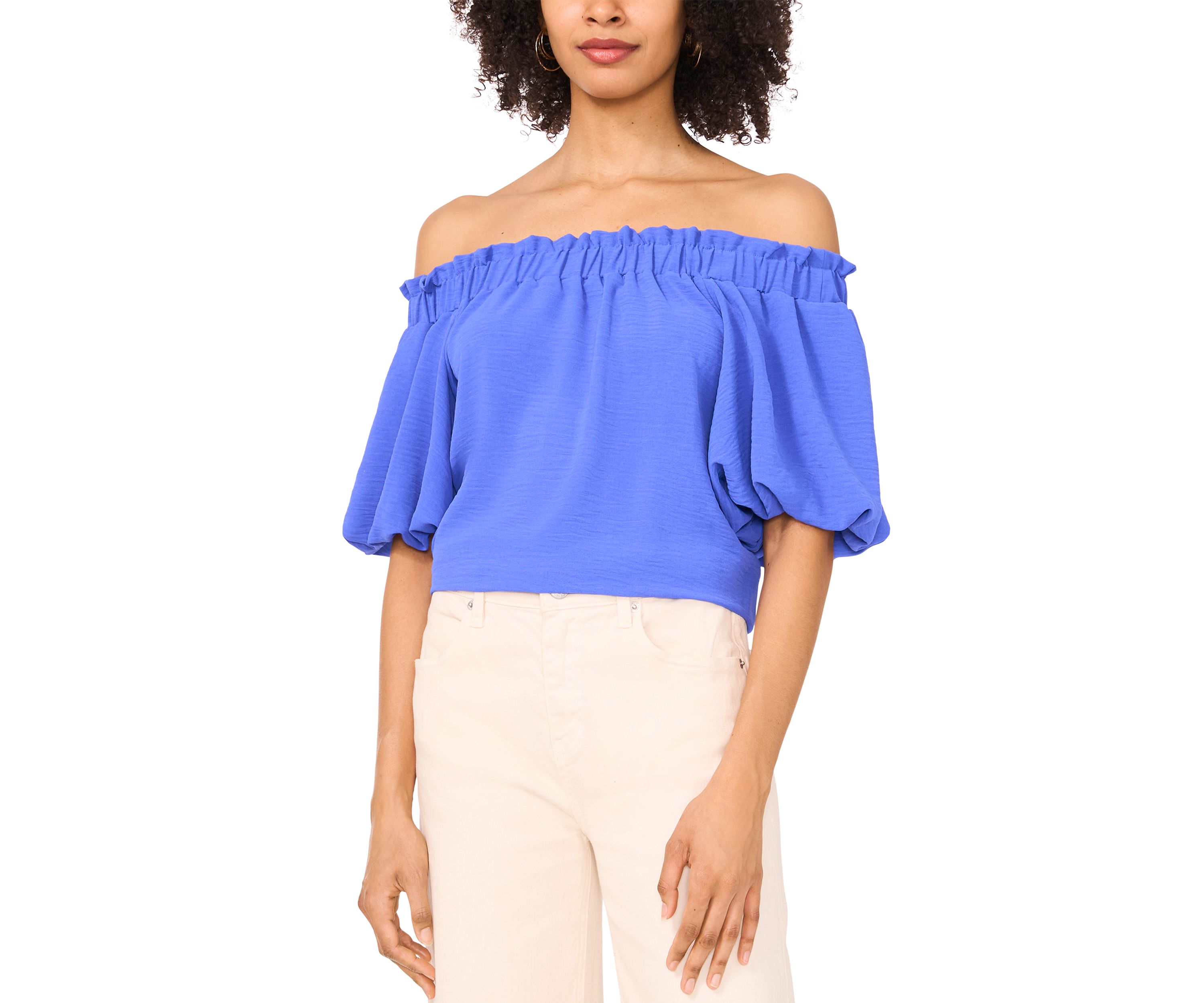 Petite Puff Sleeve Off the Shoulder Neck 