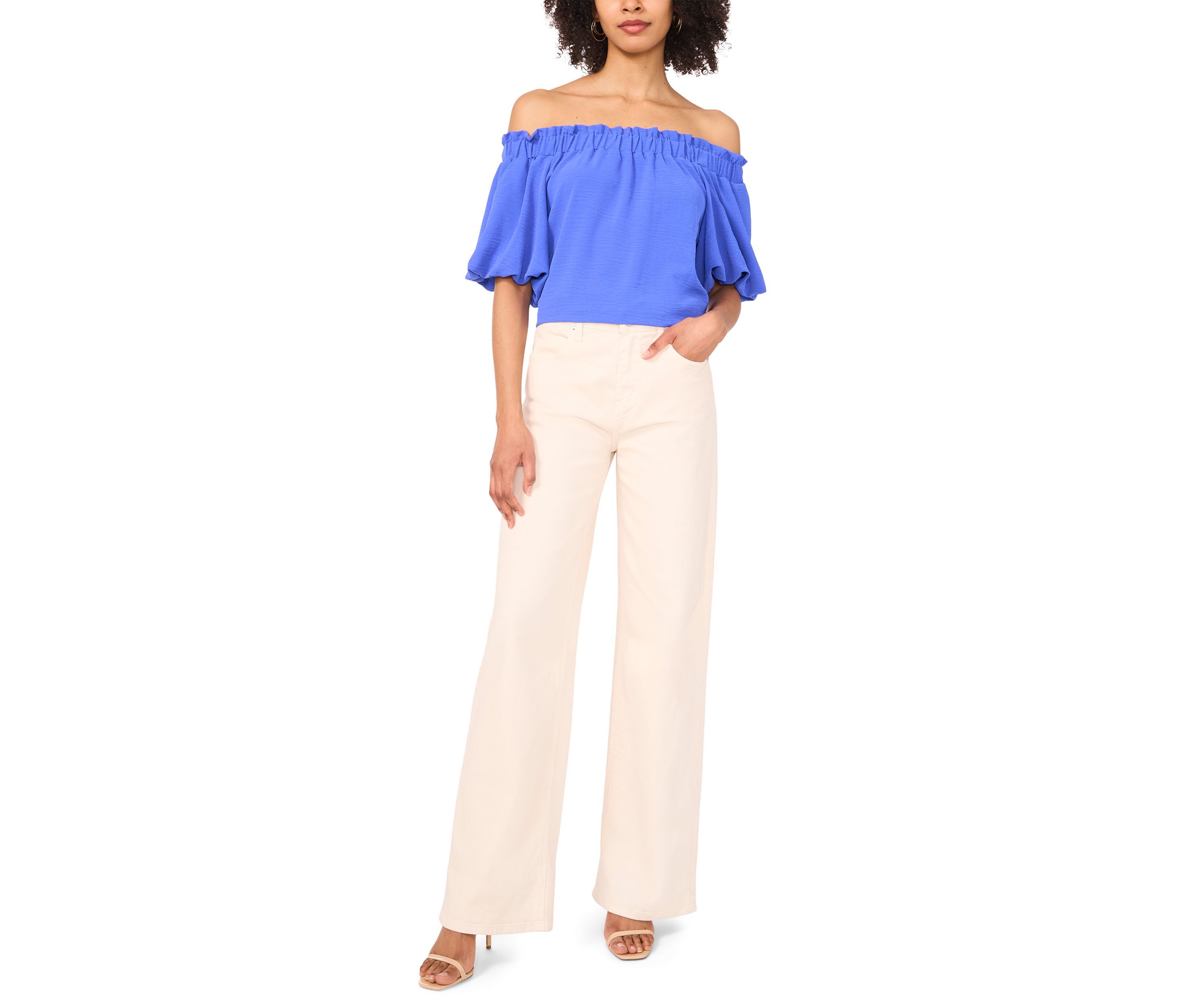Petite Puff Sleeve Off the Shoulder Neck 