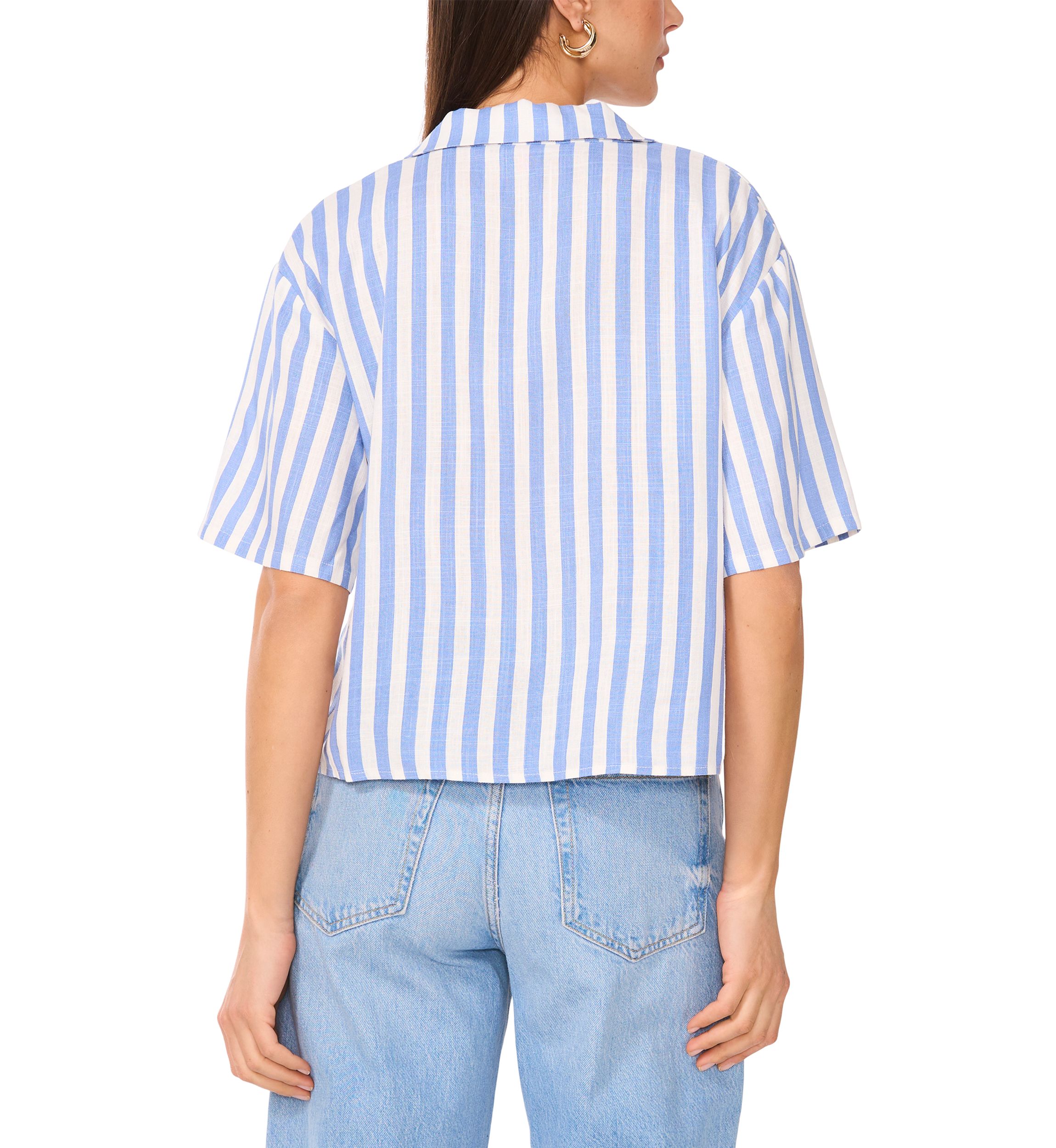 Petite Cropped Button Down Top