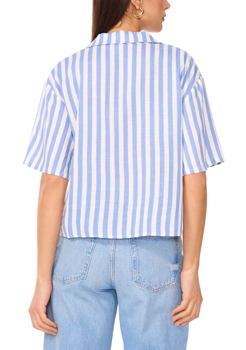 Petite Cropped Button Down Top