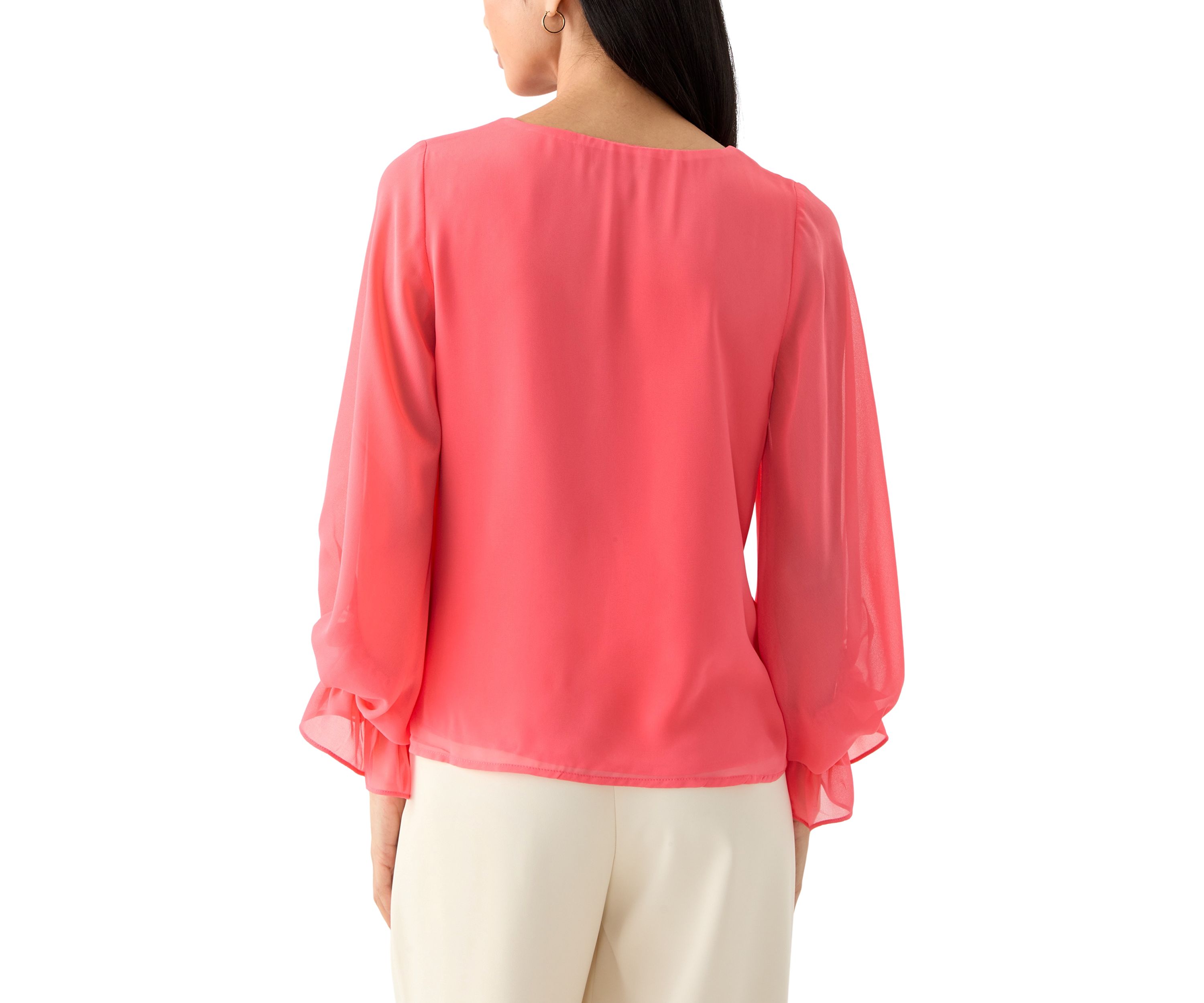 Petite Smocked Blouson Sleeve Top