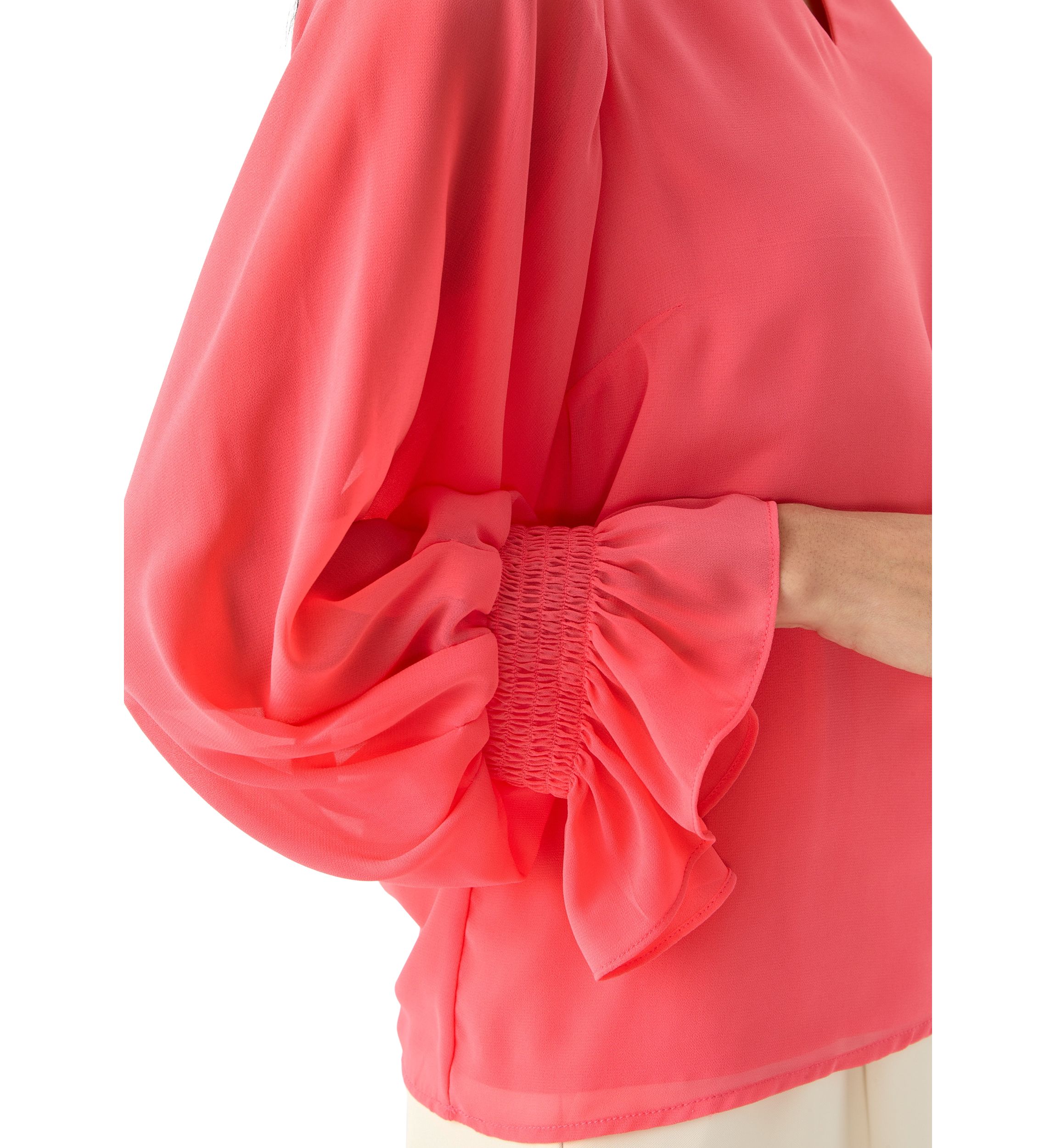 Petite Smocked Blouson Sleeve Top