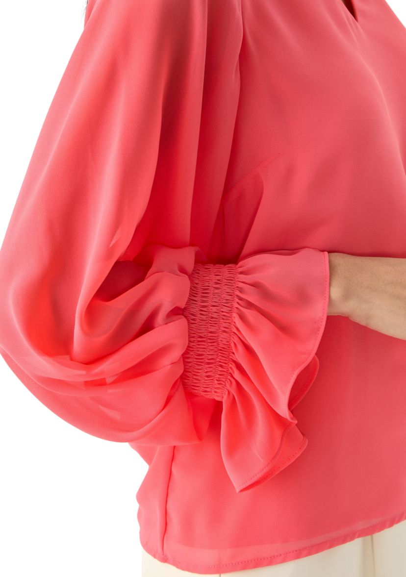 Petite Smocked Blouson Sleeve Top