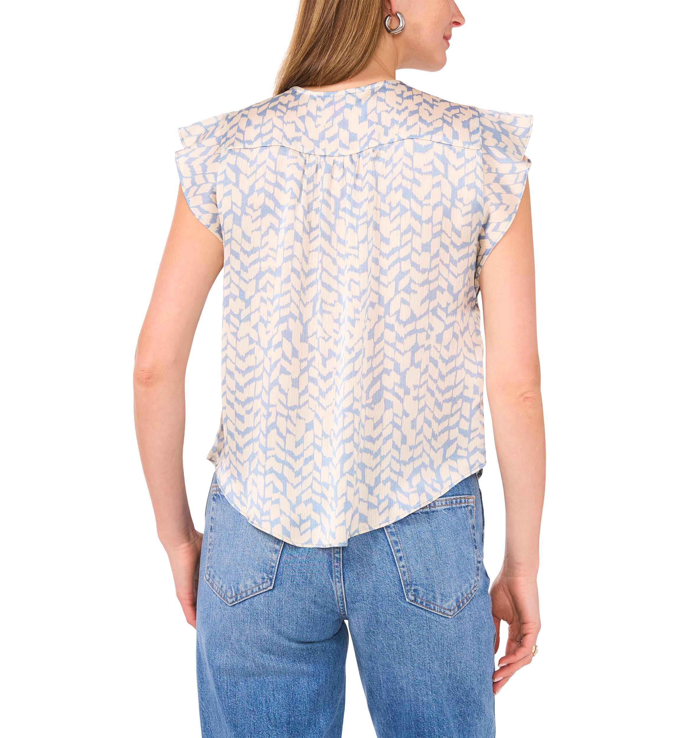 Petite V-Neck Flutter Sleeve Top