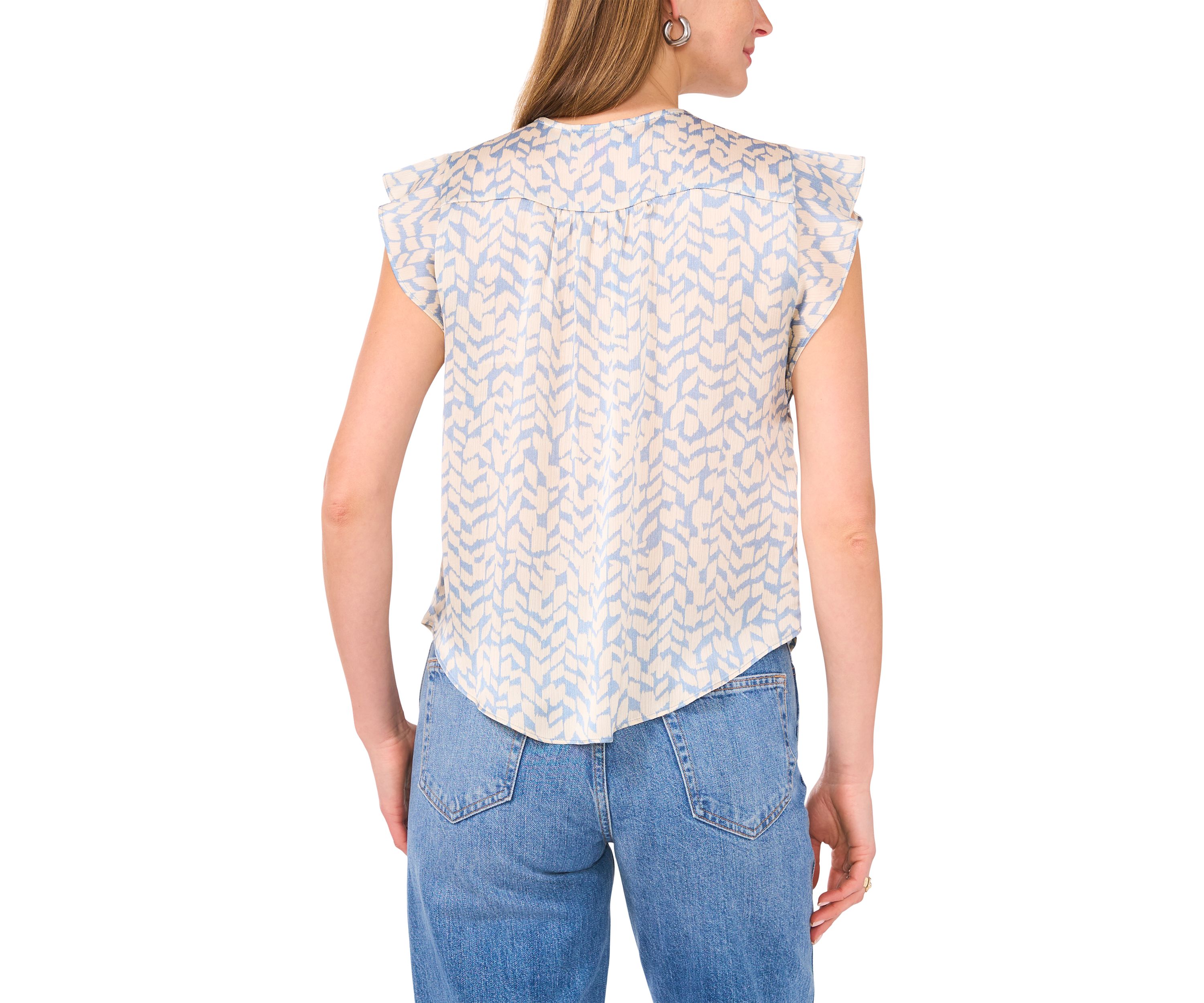 Petite V-Neck Flutter Sleeve Top