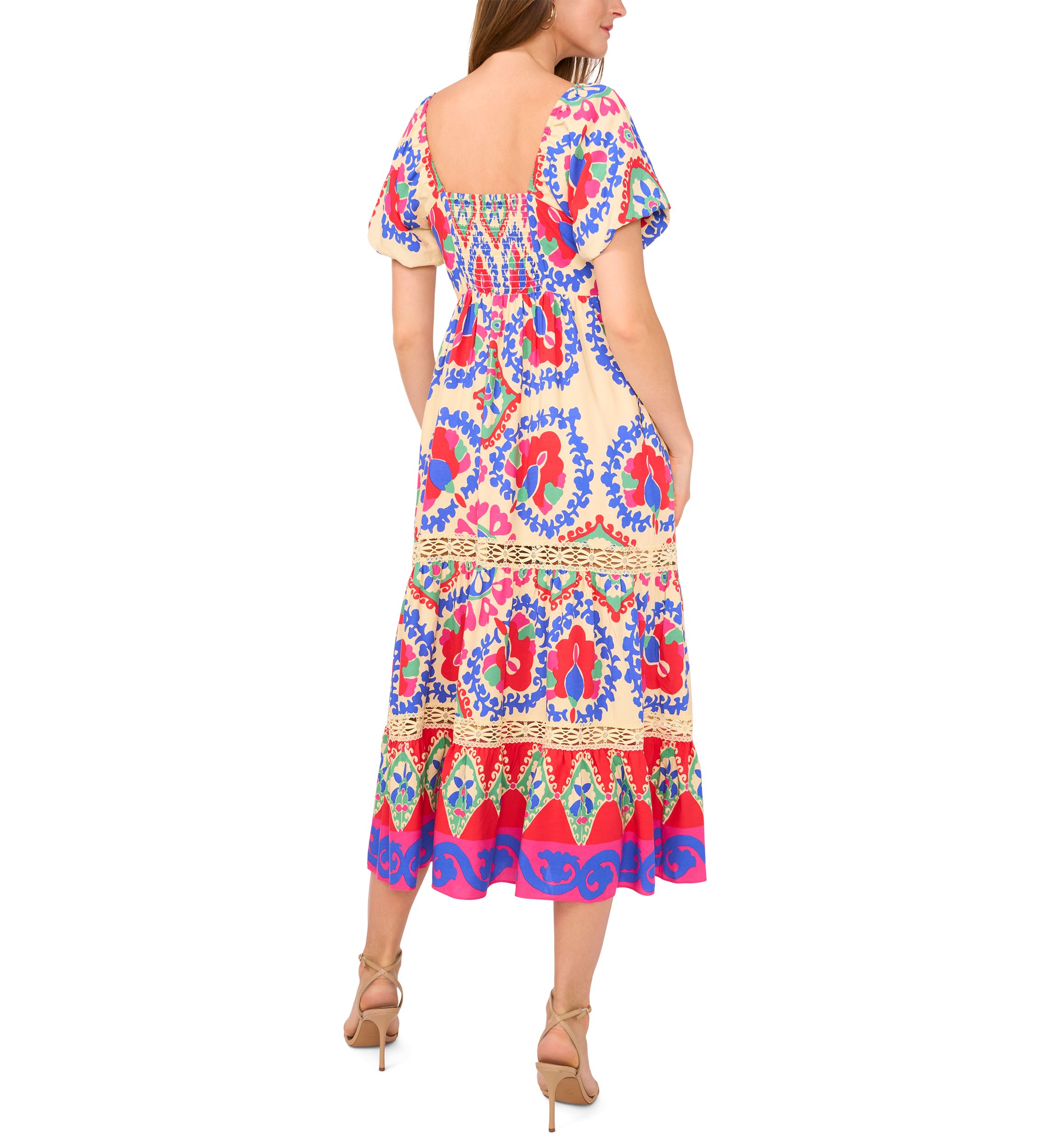 Petite Puff Sleeve Printed Maxi Dress