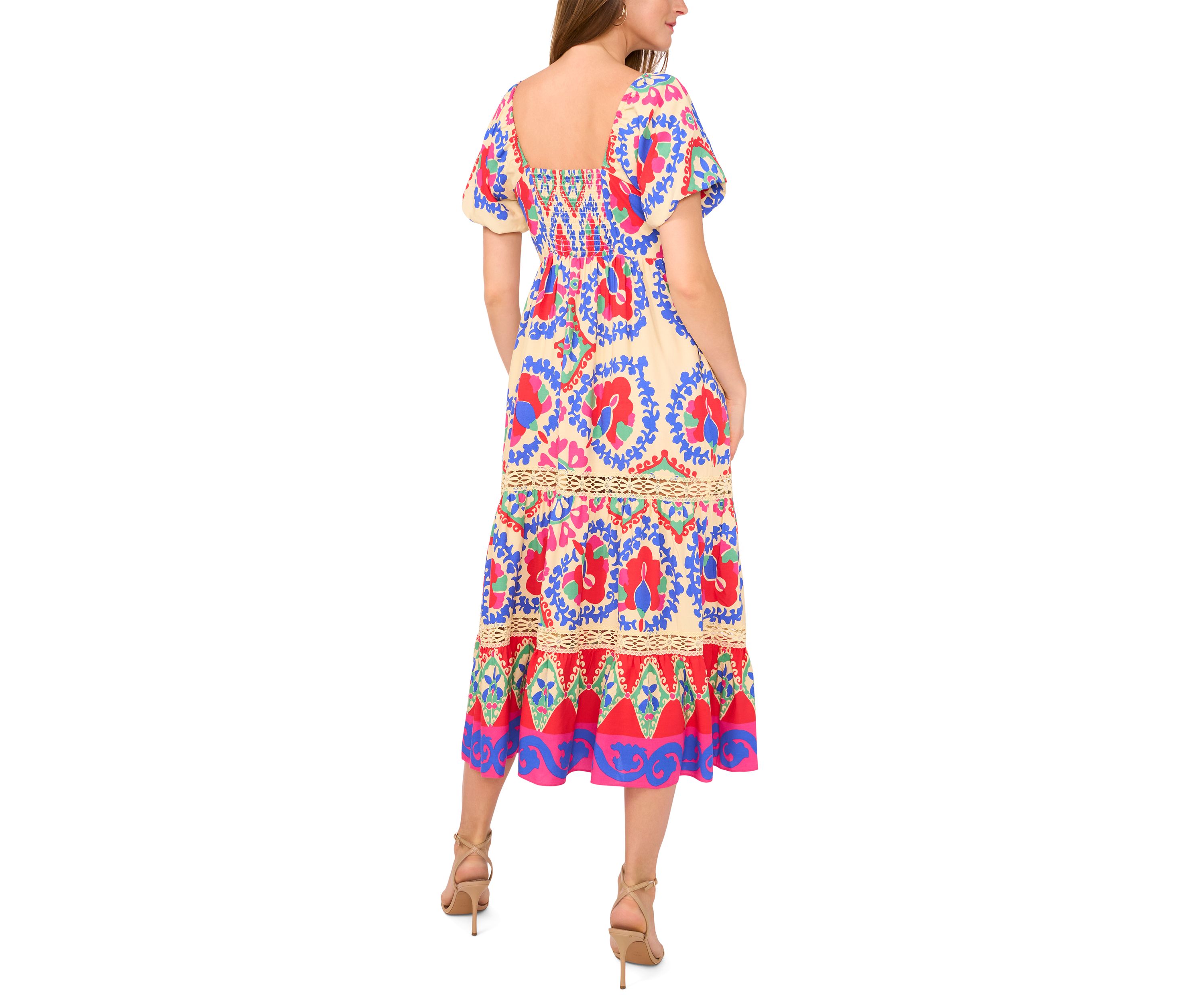 Petite Puff Sleeve Printed Maxi Dress