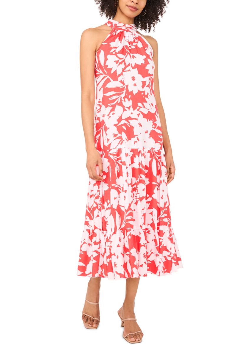Petite Sleeveless Halter Tie Back Dress
