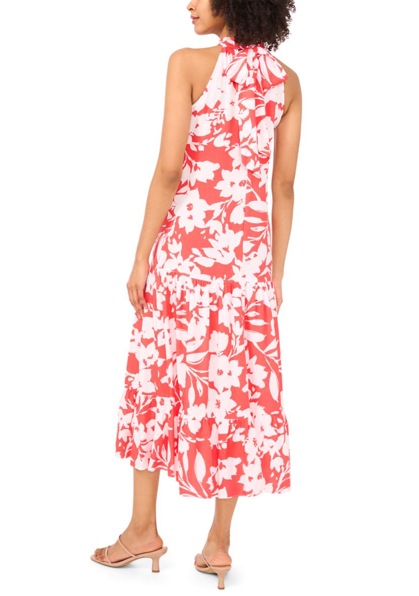 Petite Sleeveless Halter Tie Back Dress
