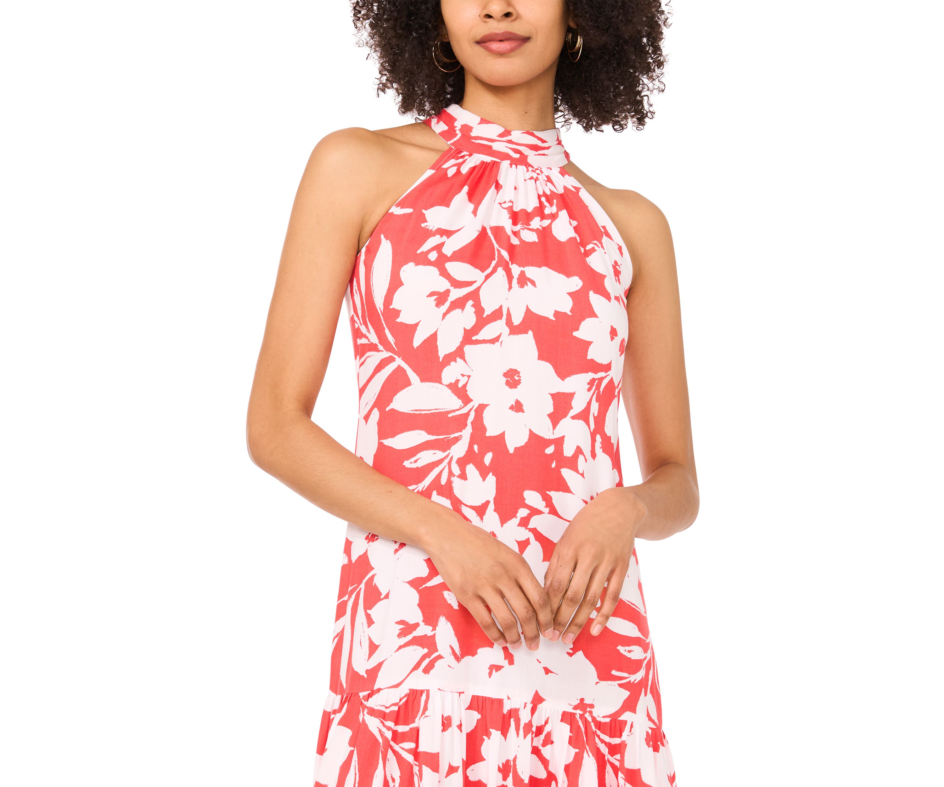 Petite Sleeveless Halter Tie Back Dress