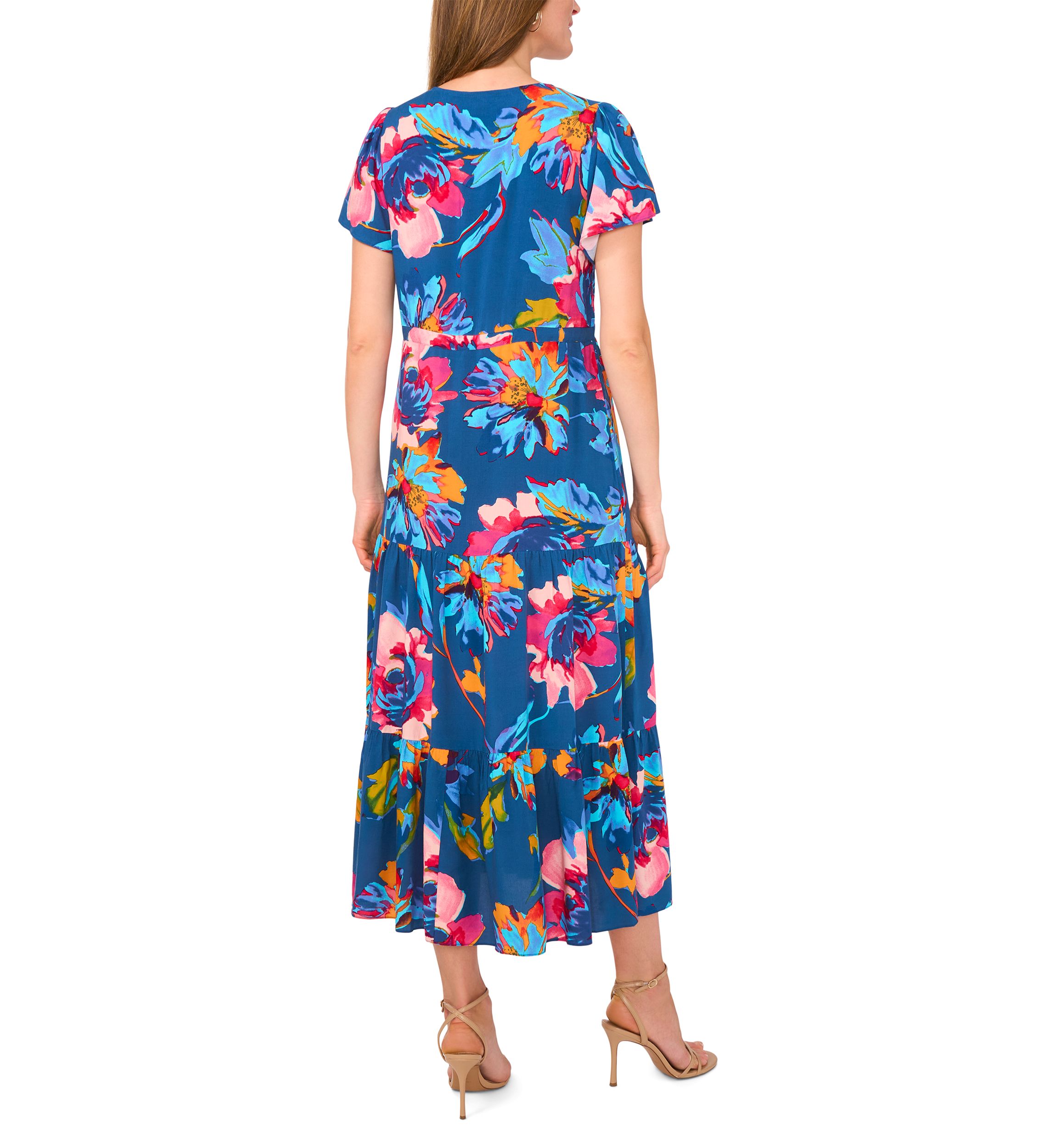 Petite Flutter Sleeve Tie Waist Dress