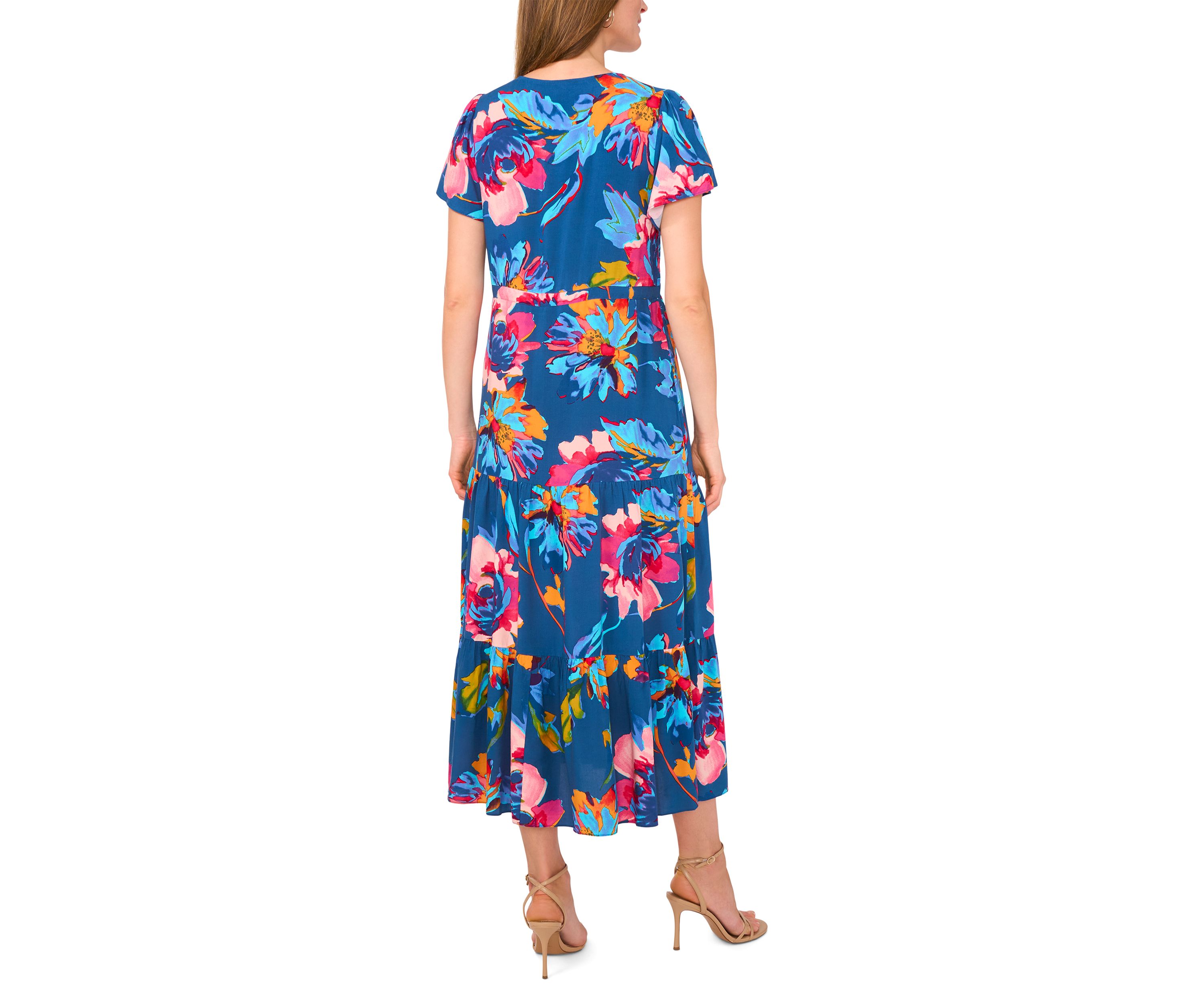 Petite Flutter Sleeve Tie Waist Dress