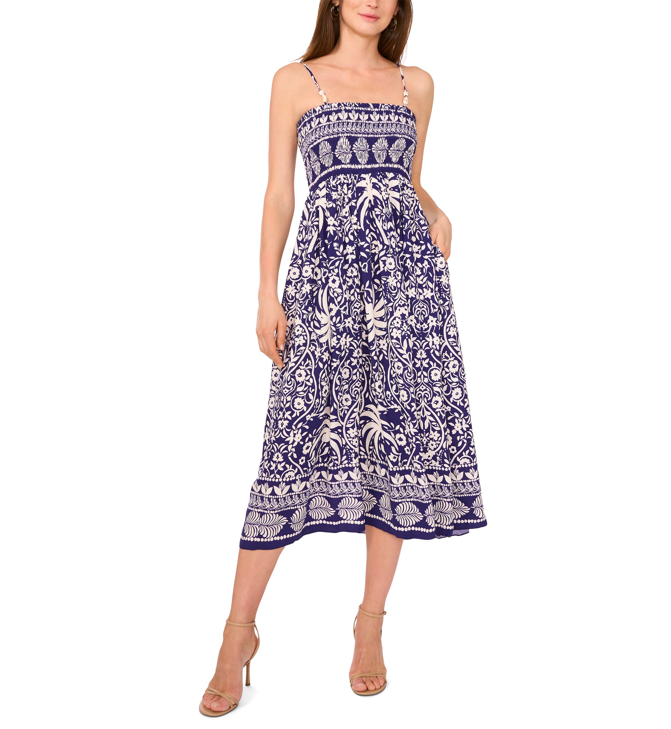 Petite Sleeveless Printed Midi Dress