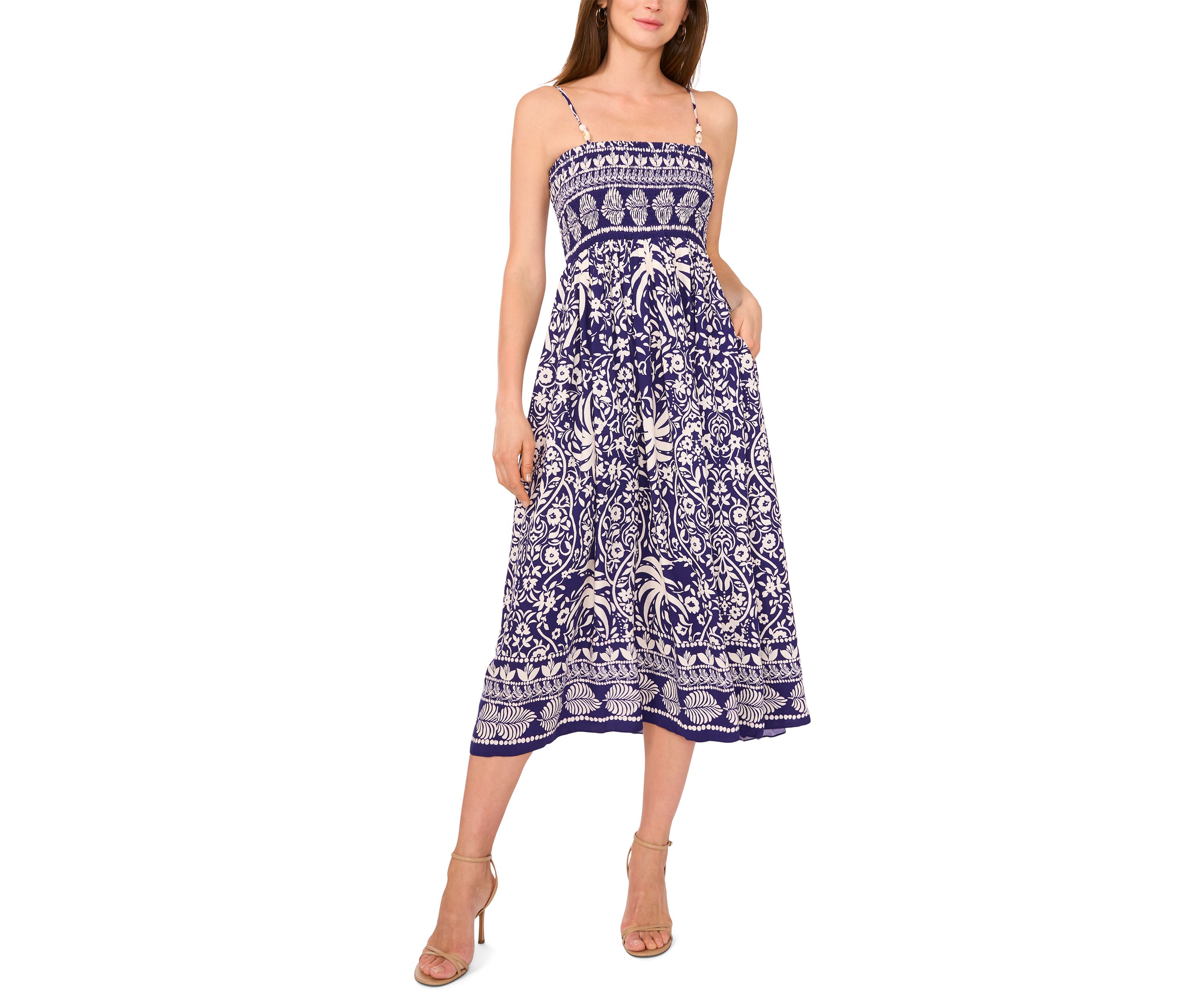 Petite Sleeveless Printed Midi Dress