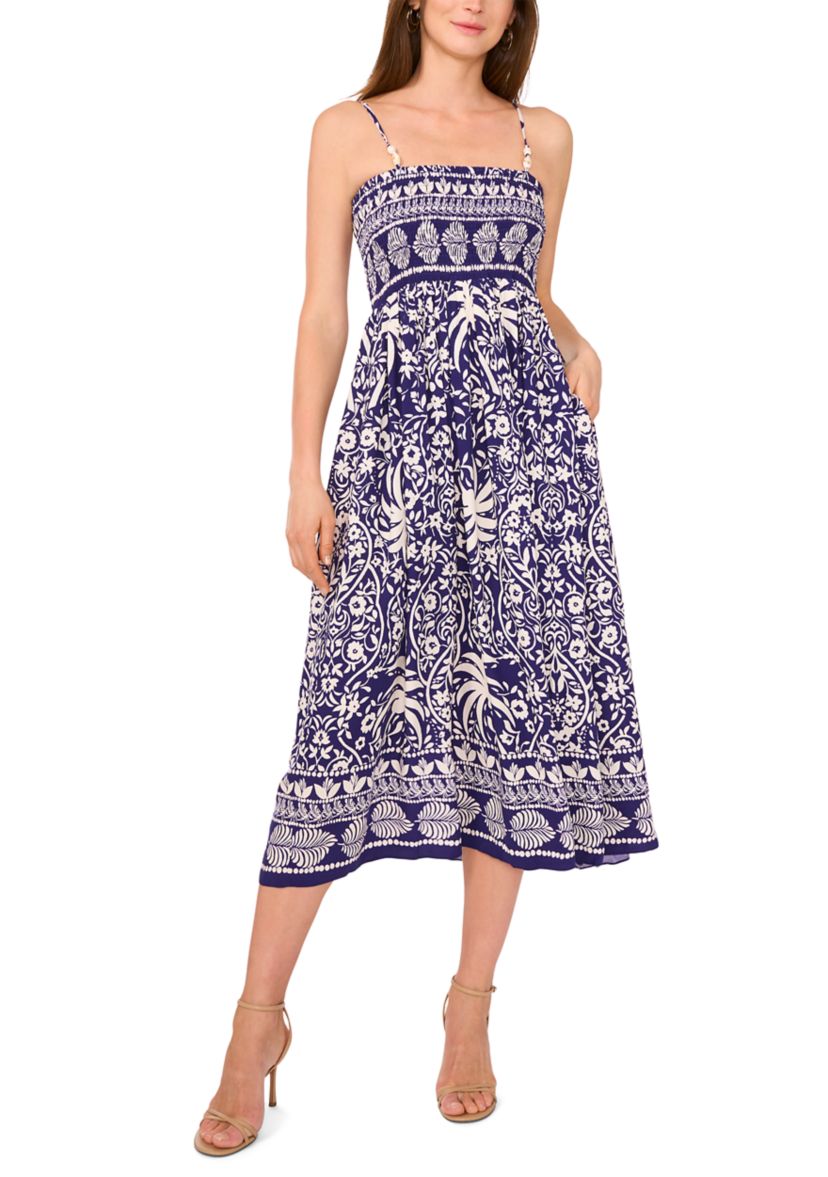 Petite Sleeveless Printed Midi Dress