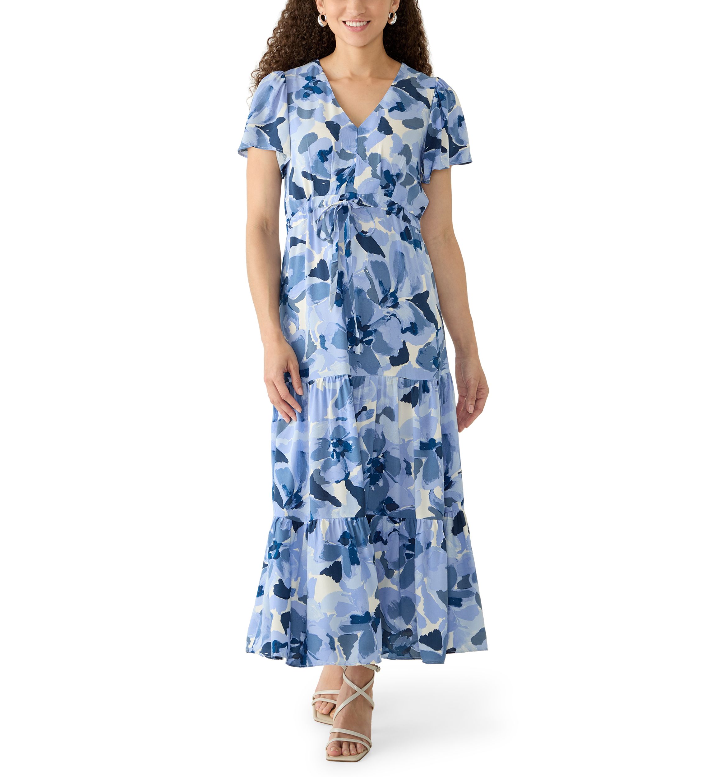 Vince Camuto Petite Challis Short Sleeve Midi Dress | Belk
