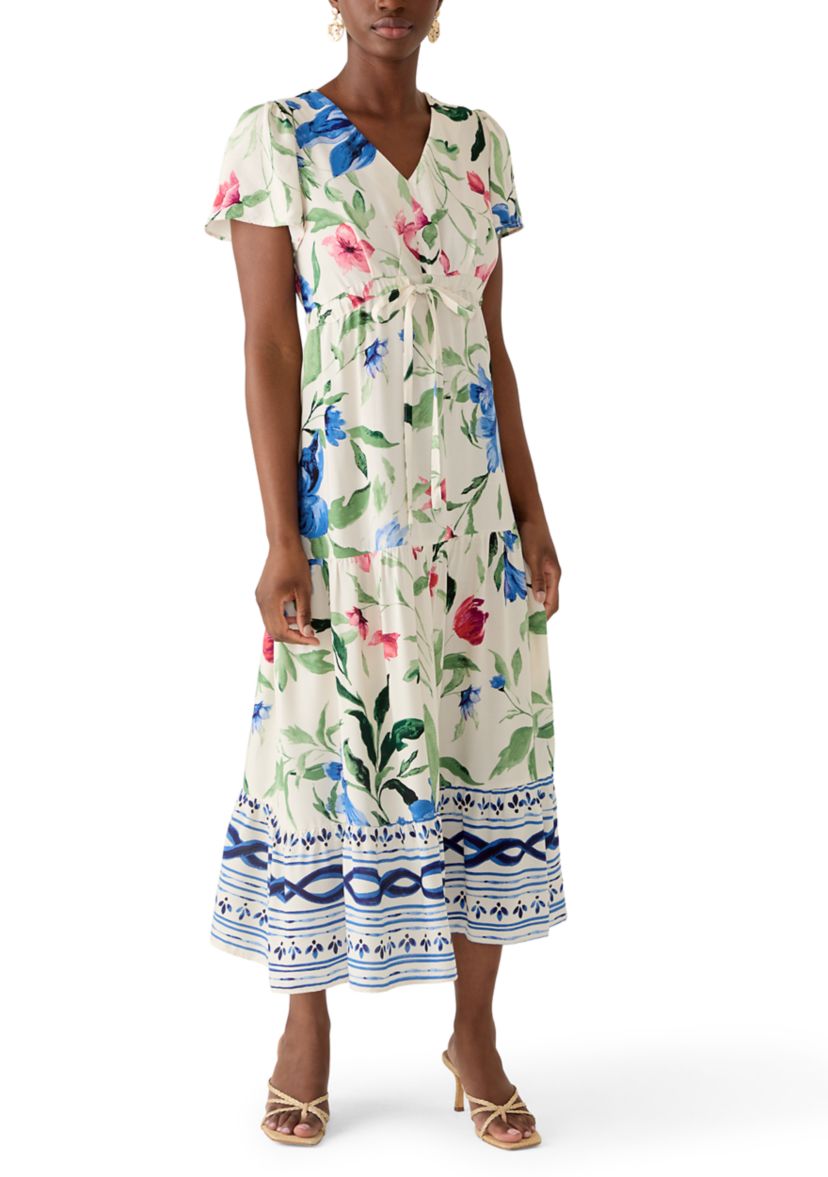 Vince Camuto Petite Challis Short Sleeve Midi Dress | Belk