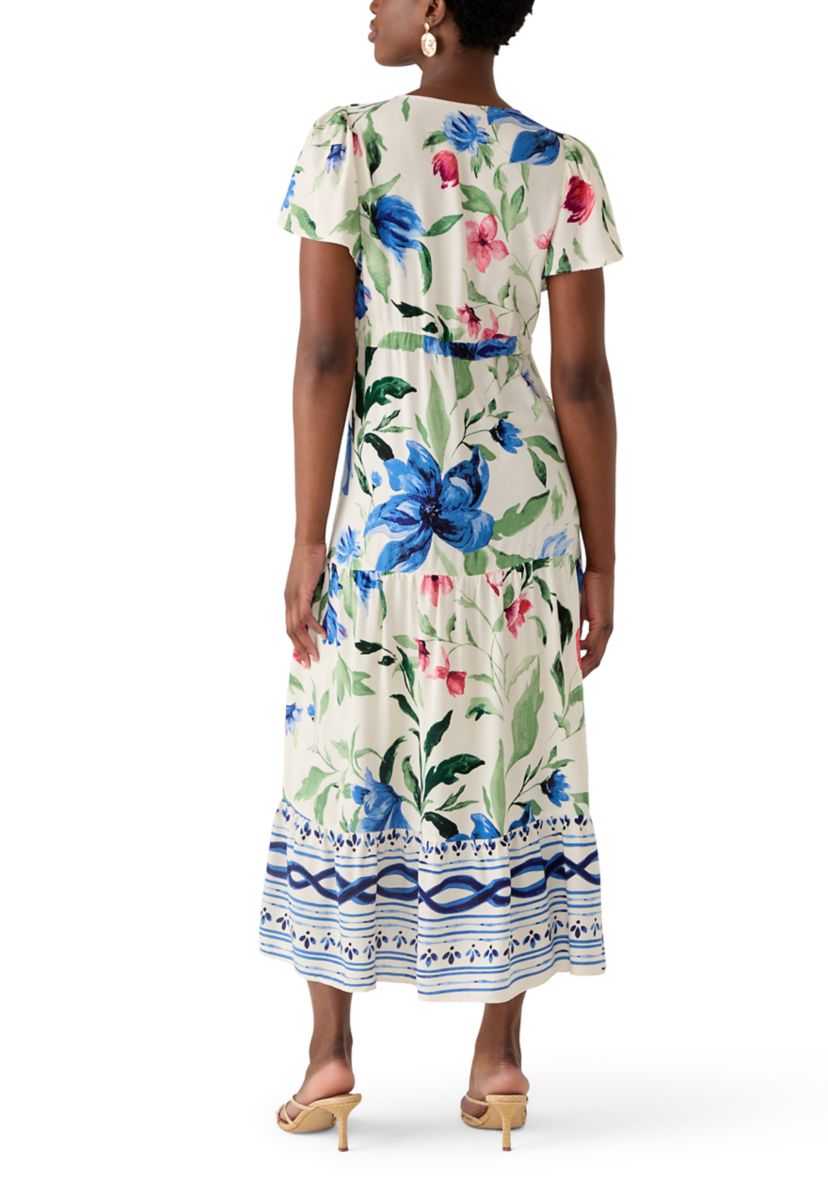 Vince Camuto Petite Challis Short Sleeve Midi Dress | Belk