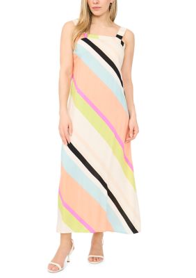 Vince Camuto Women's Petite Challis Square Neck Striped Dress, PS