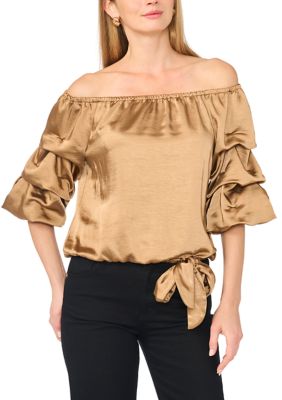 Vince Camuto Women's Petite Off the Shoulder Bubble Sleeve Blouse, PXL