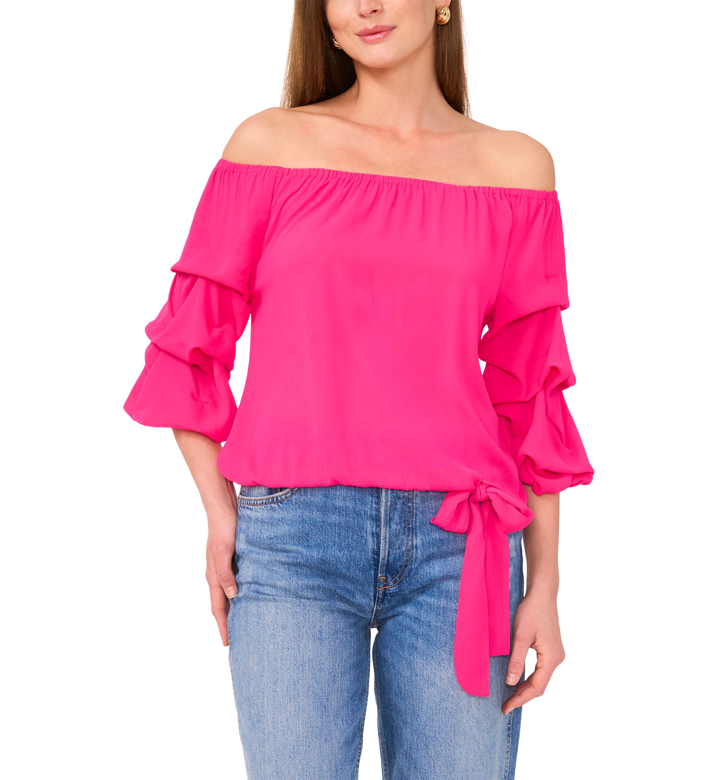 Petite Off the Shoulder Puff Sleeve Top 