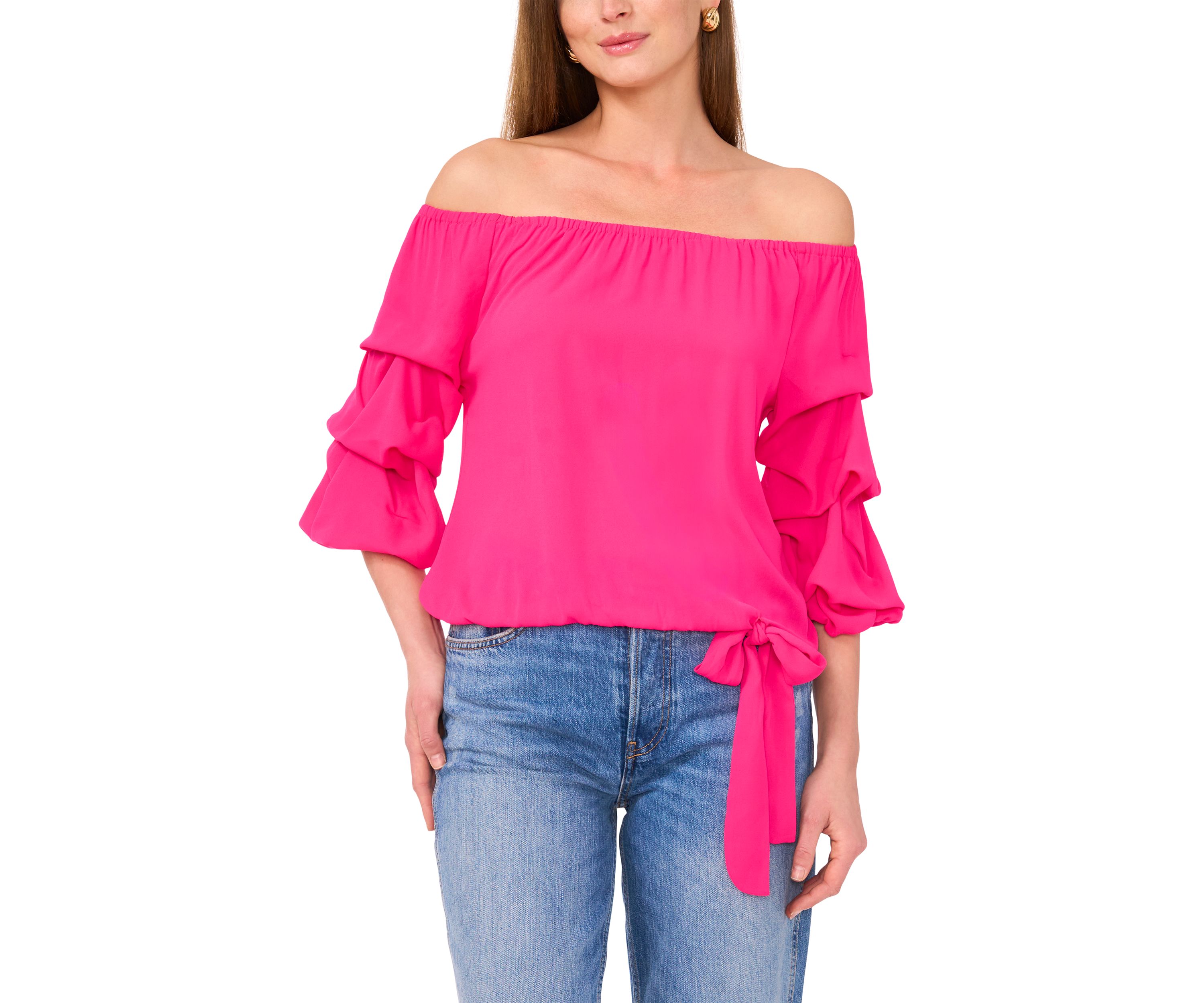 Petite Off the Shoulder Puff Sleeve Top 