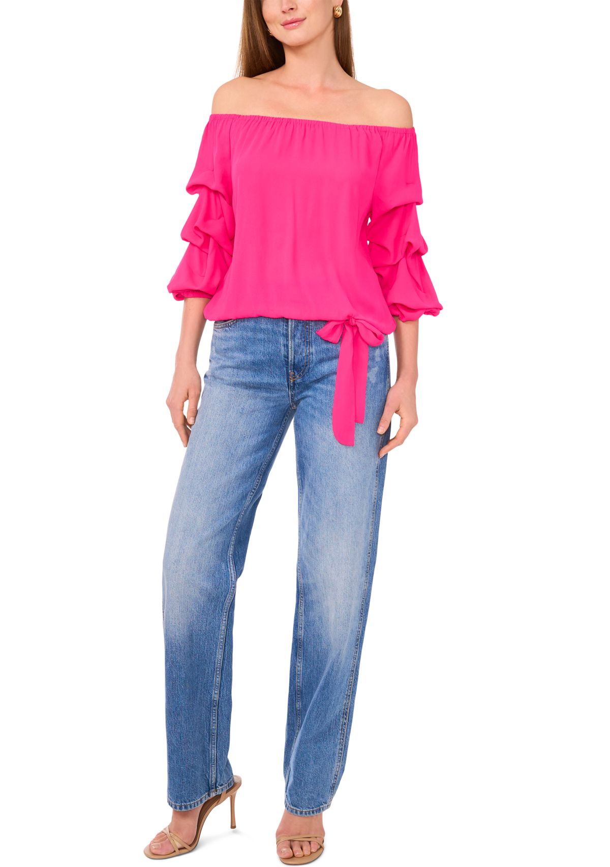 Petite Off the Shoulder Puff Sleeve Top 