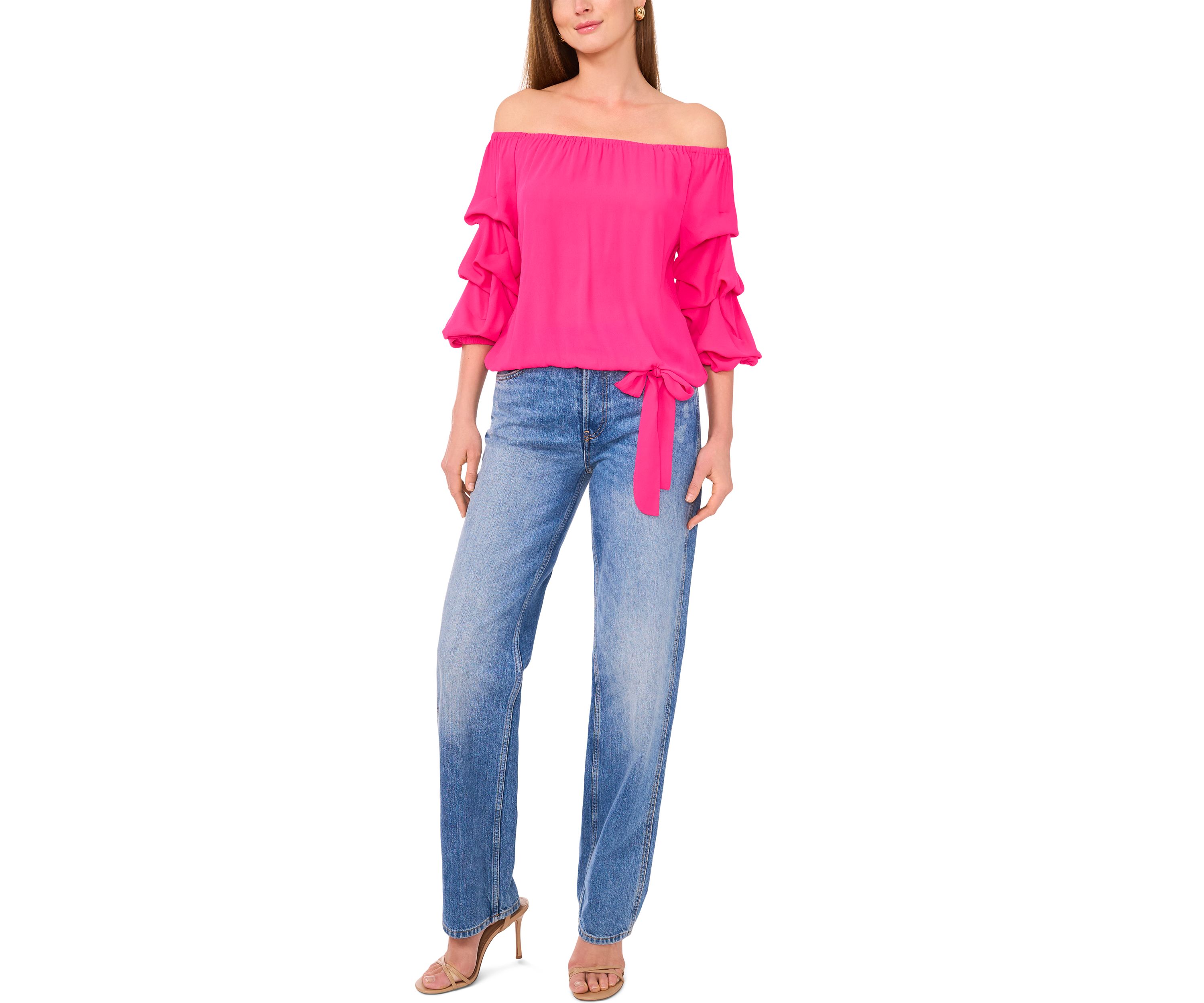 Petite Off the Shoulder Puff Sleeve Top 