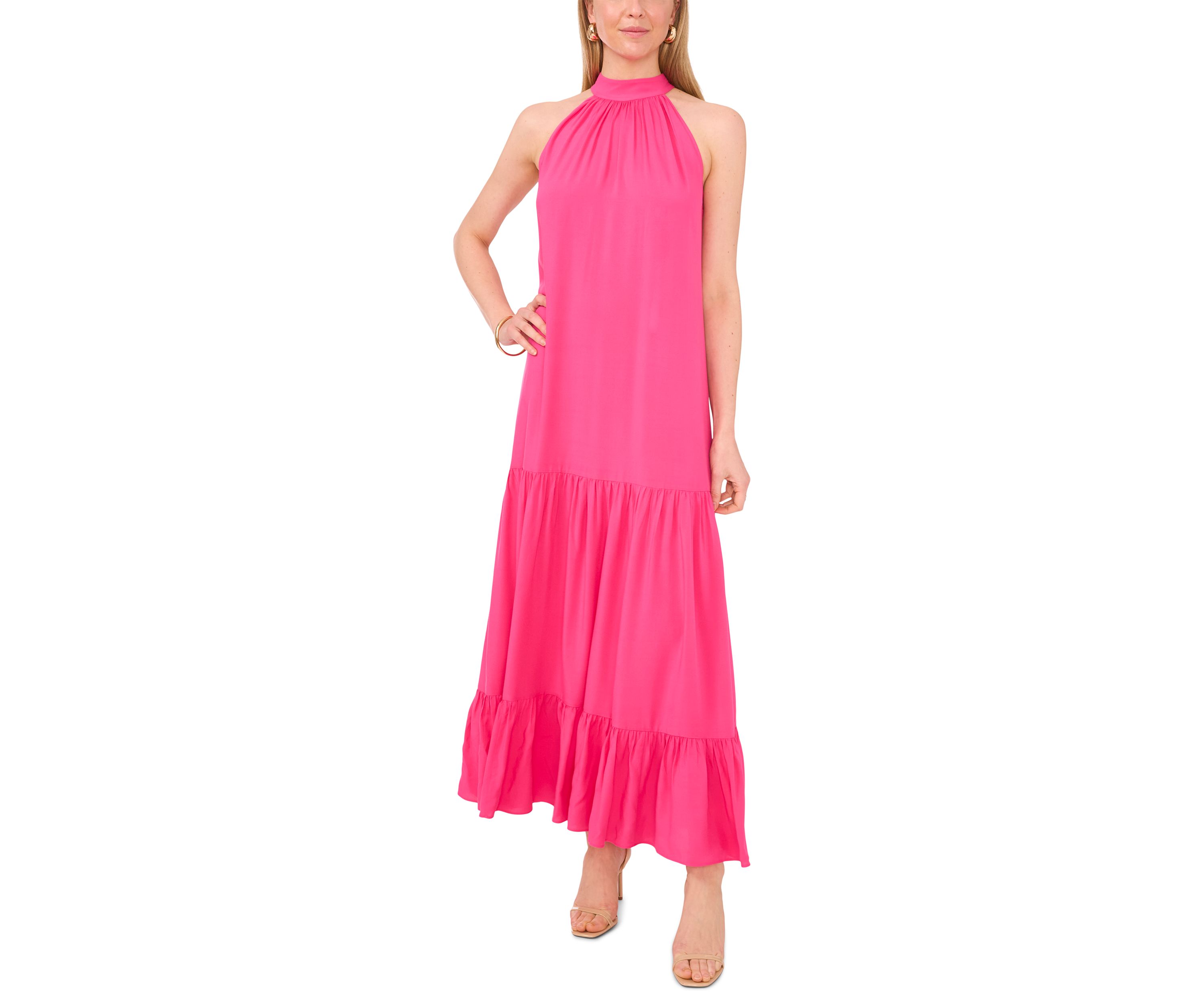 Petite Halter Neck Tiered Maxi Dress