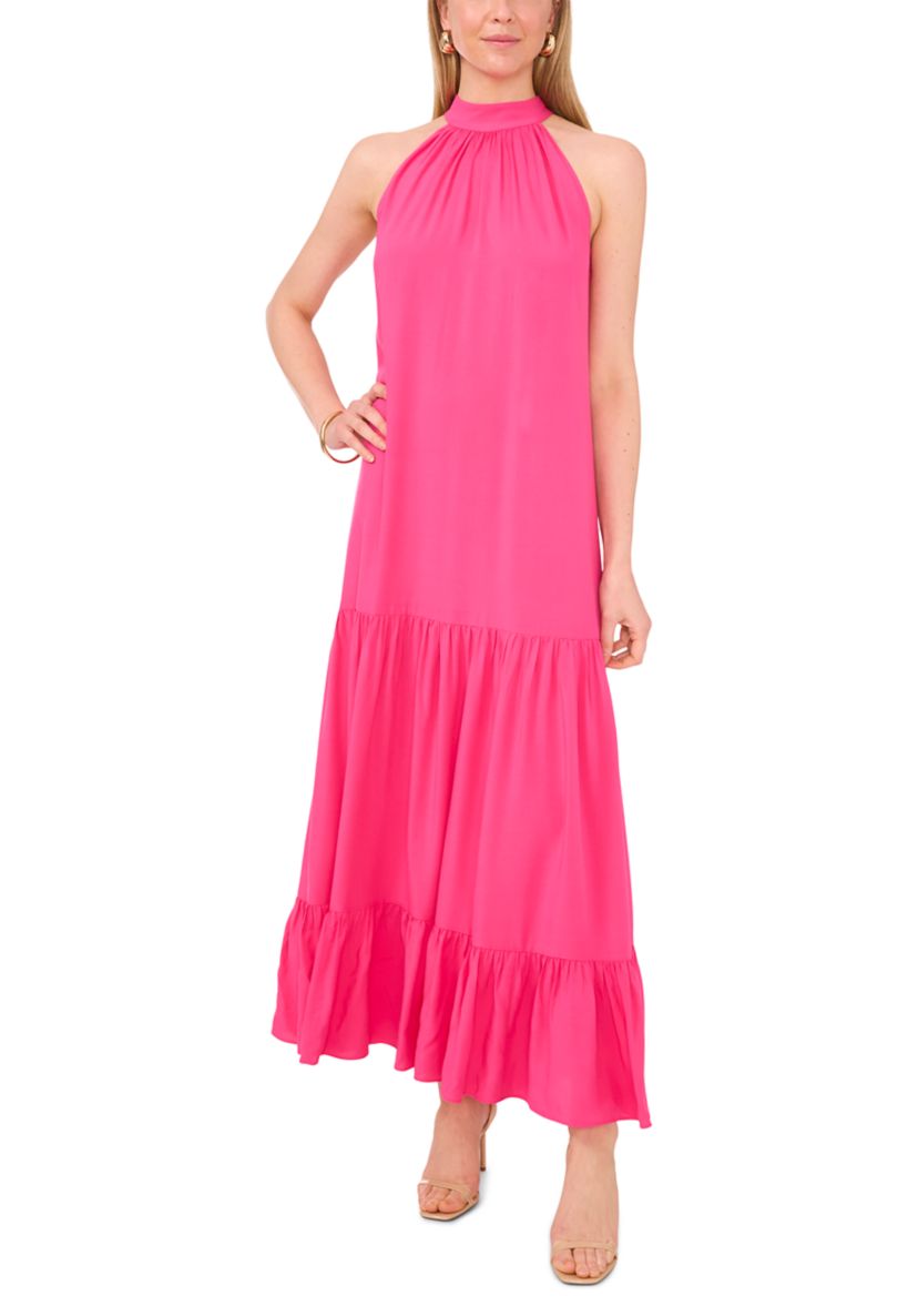 Petite Halter Neck Tiered Maxi Dress