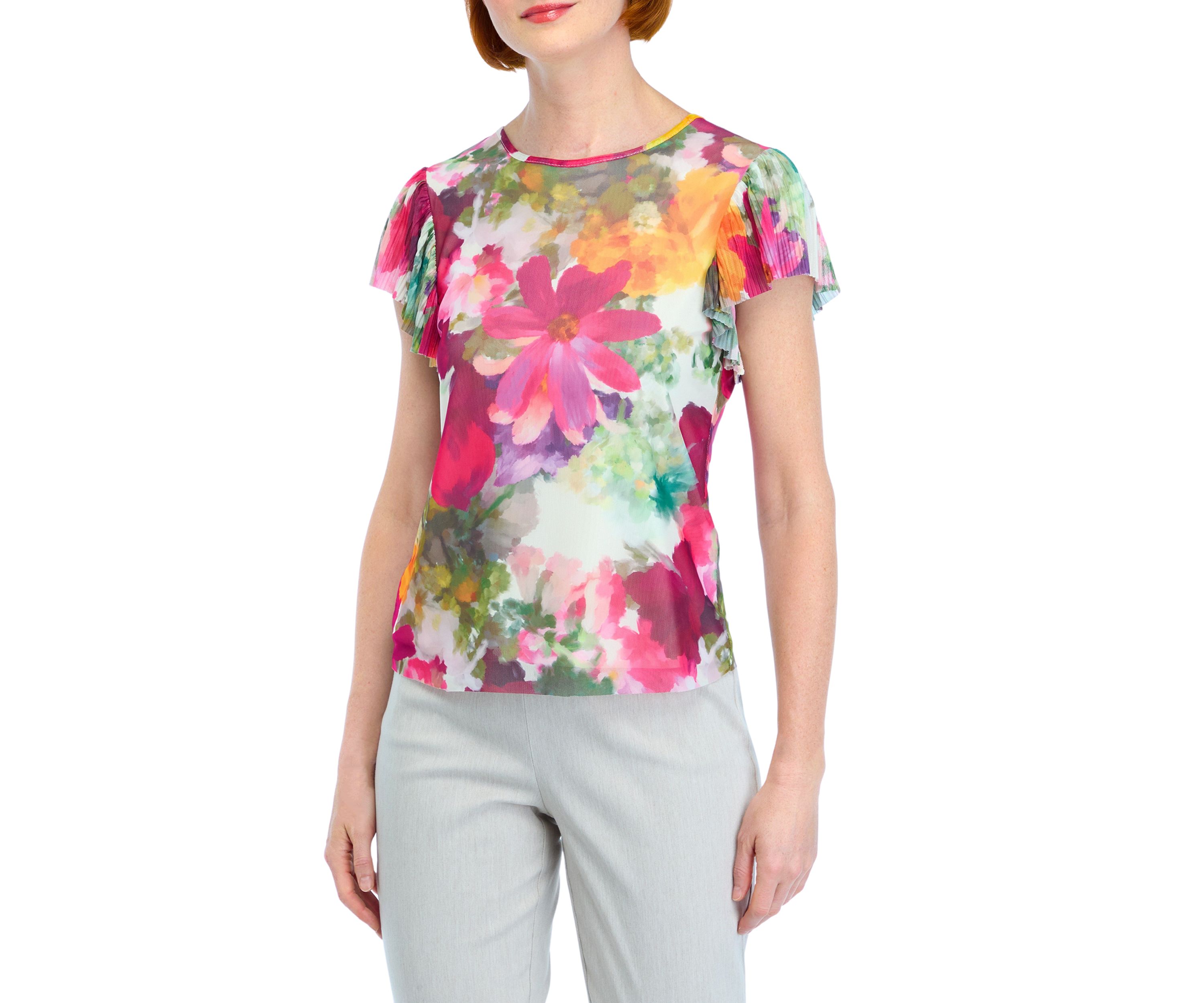 Petite Printed Mesh Top 