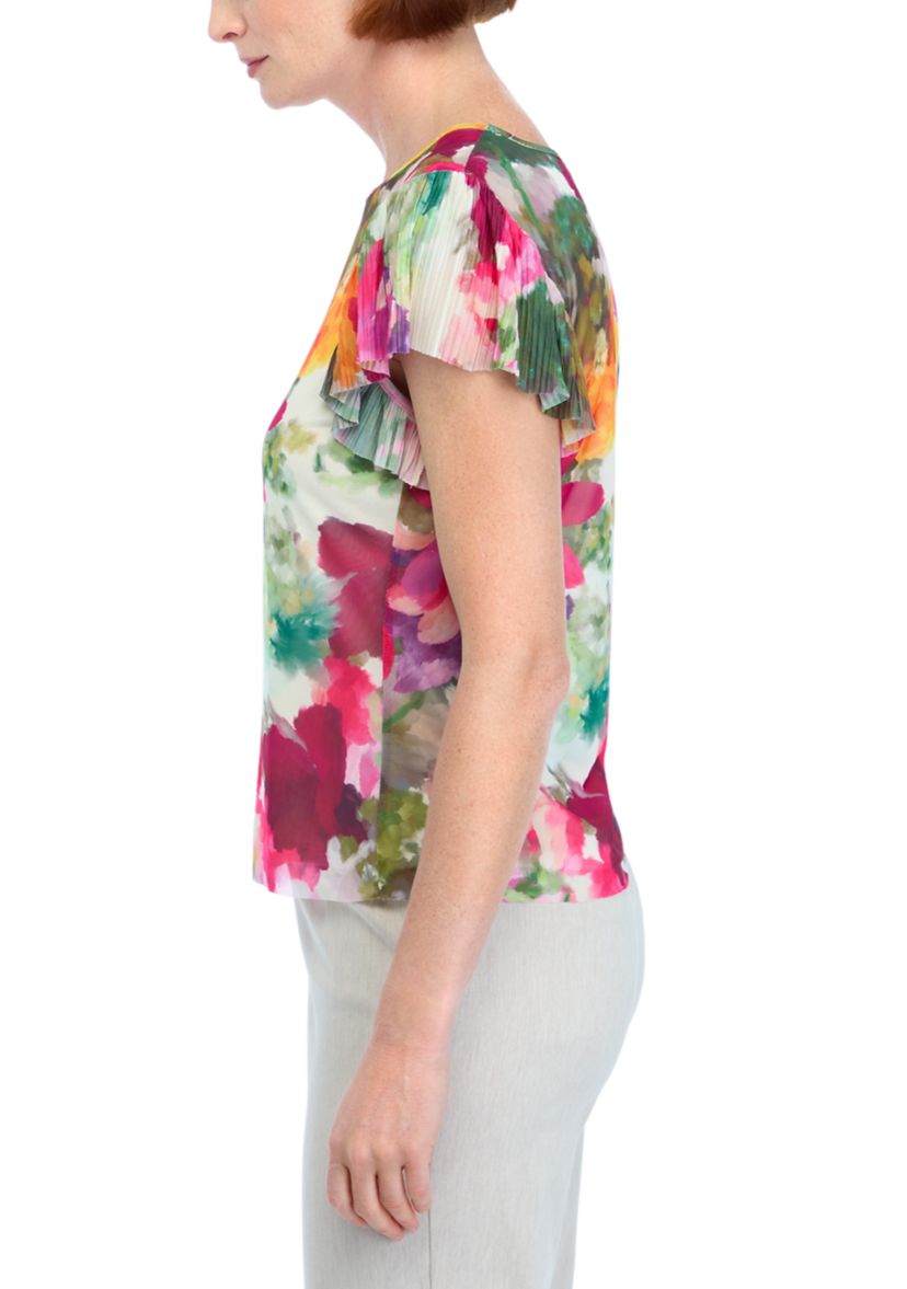 Petite Printed Mesh Top 