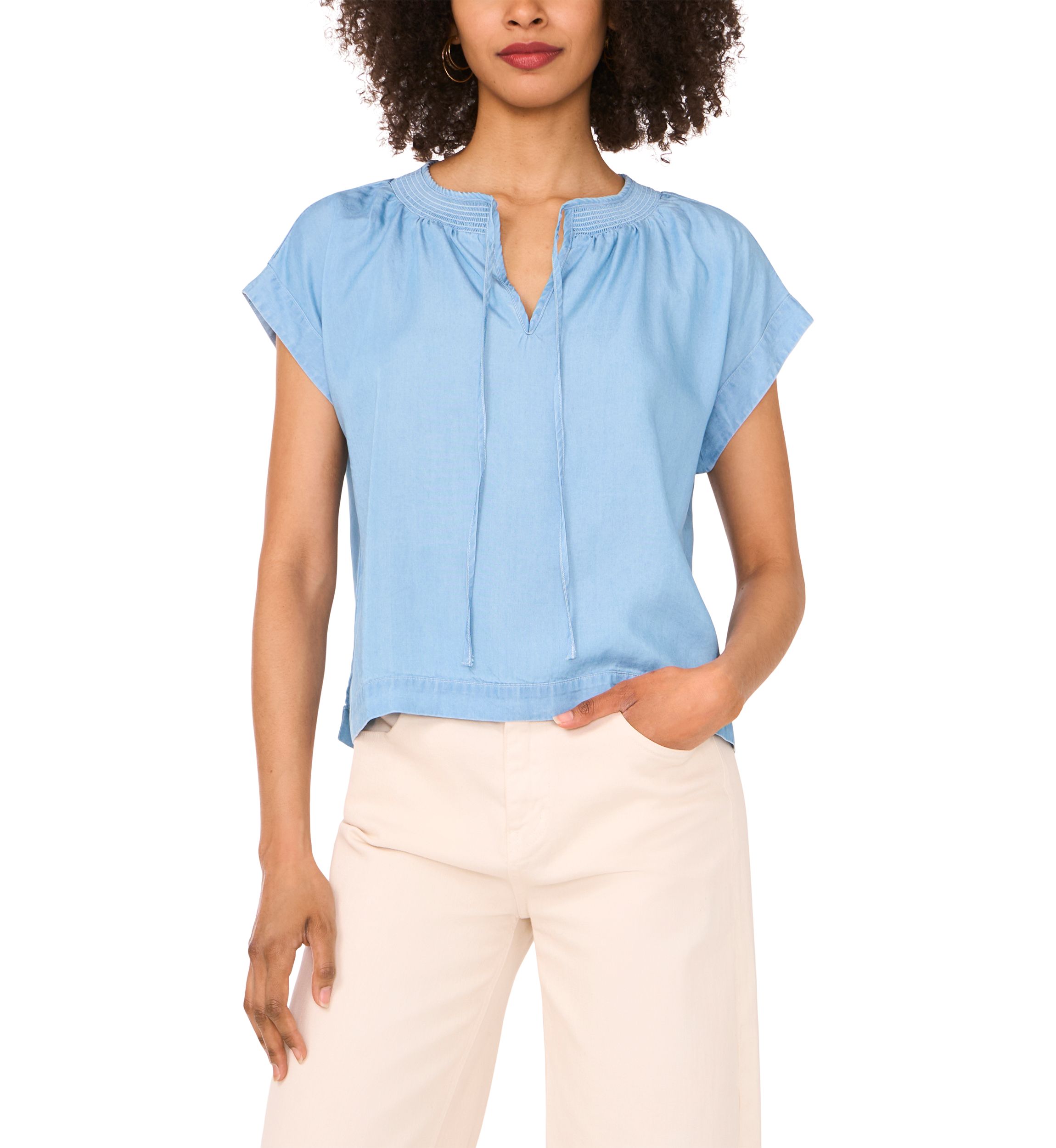 Petite Peasant Blouse with Shirring 