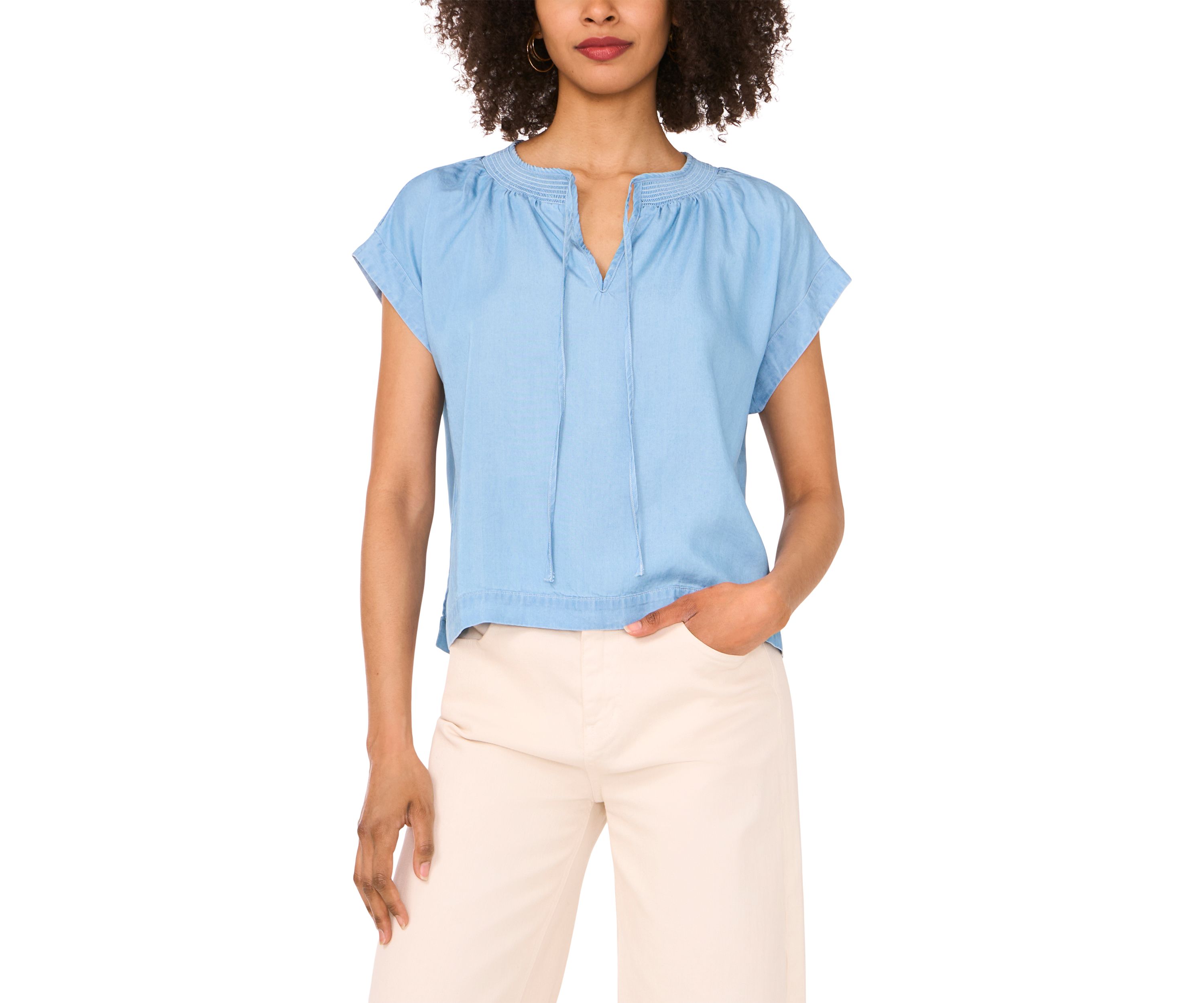 Petite Peasant Blouse with Shirring 