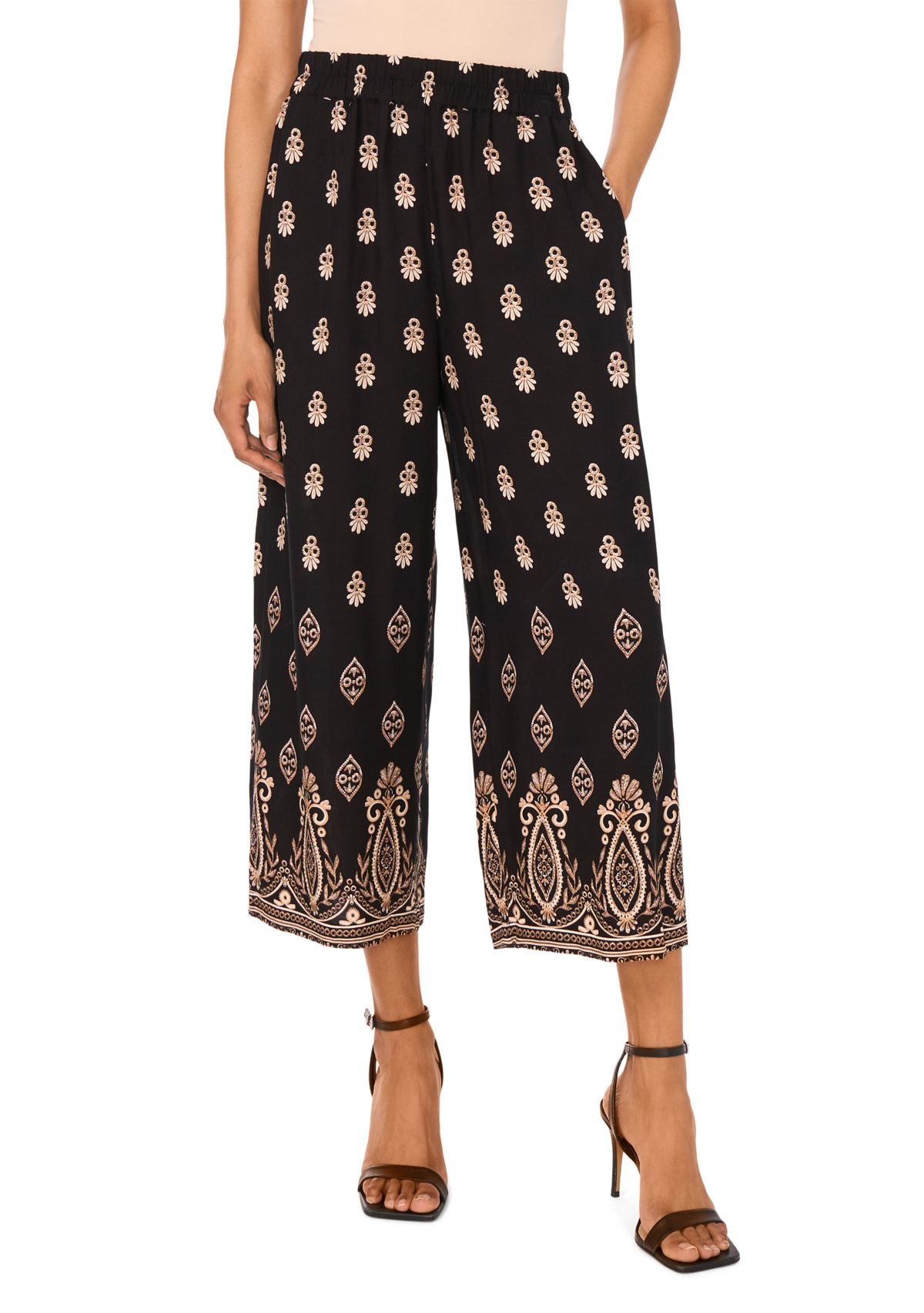 Petite Printed Wide Leg Pants