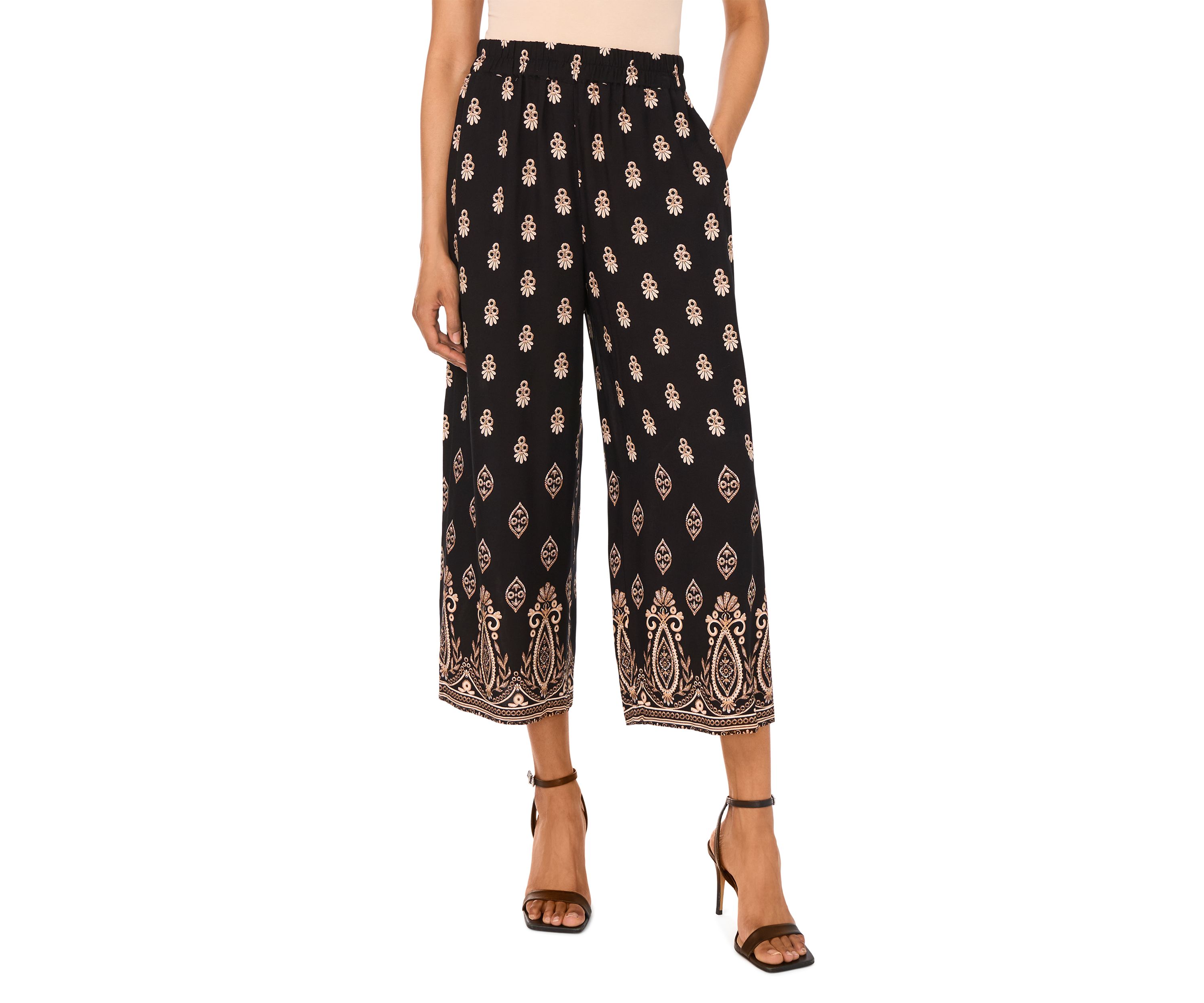 Petite Printed Wide Leg Pants