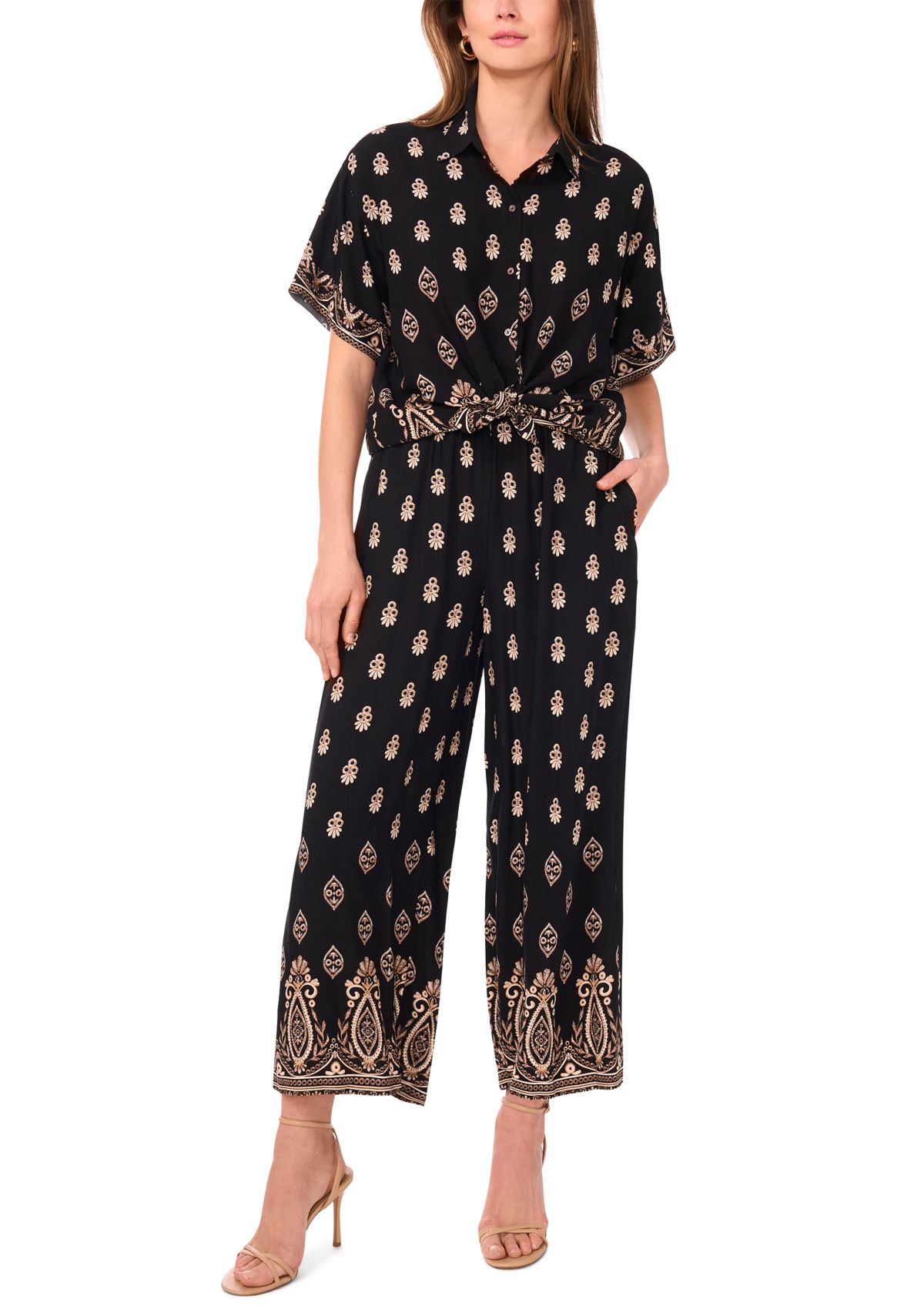 Petite Printed Wide Leg Pants