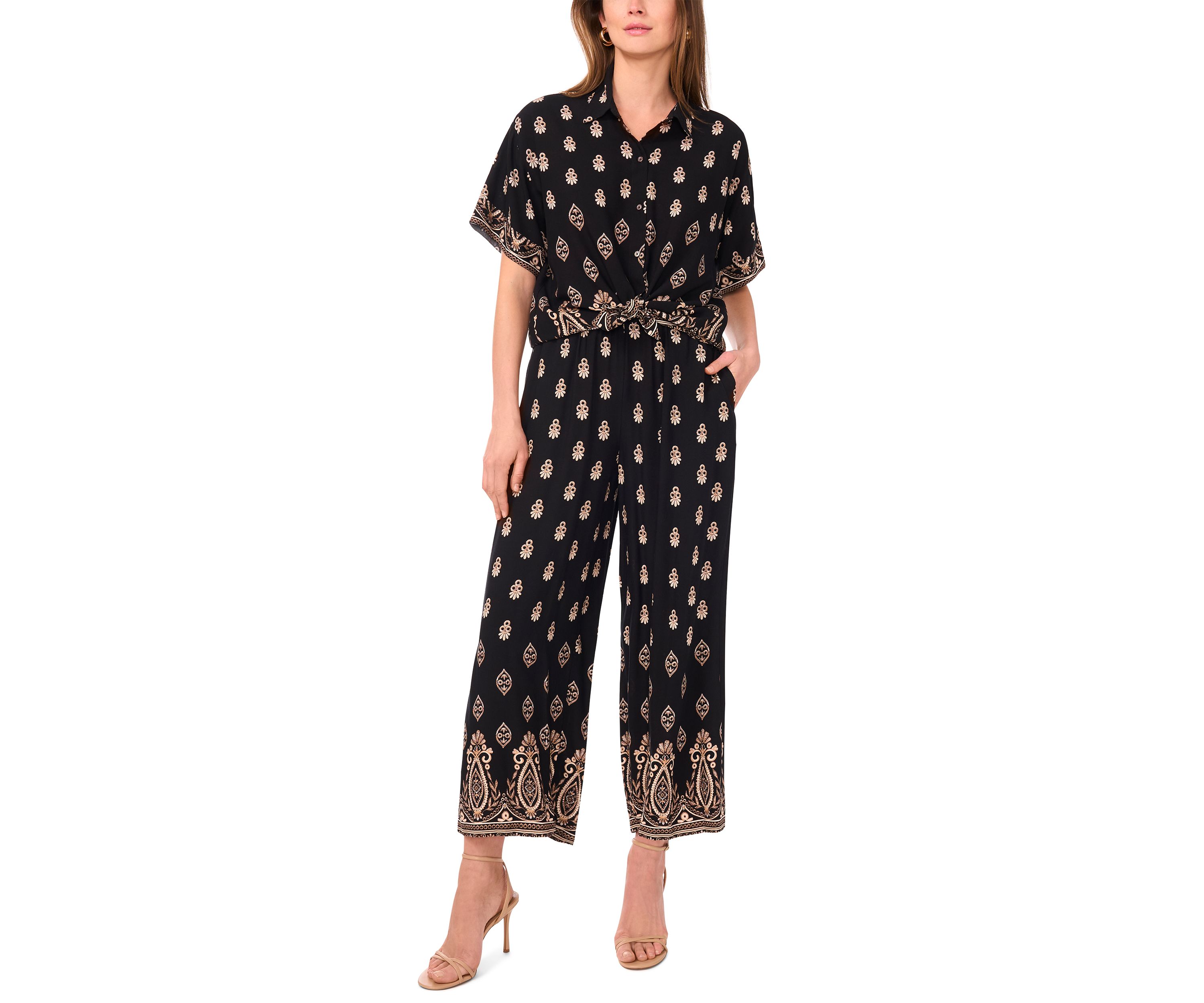 Petite Printed Wide Leg Pants