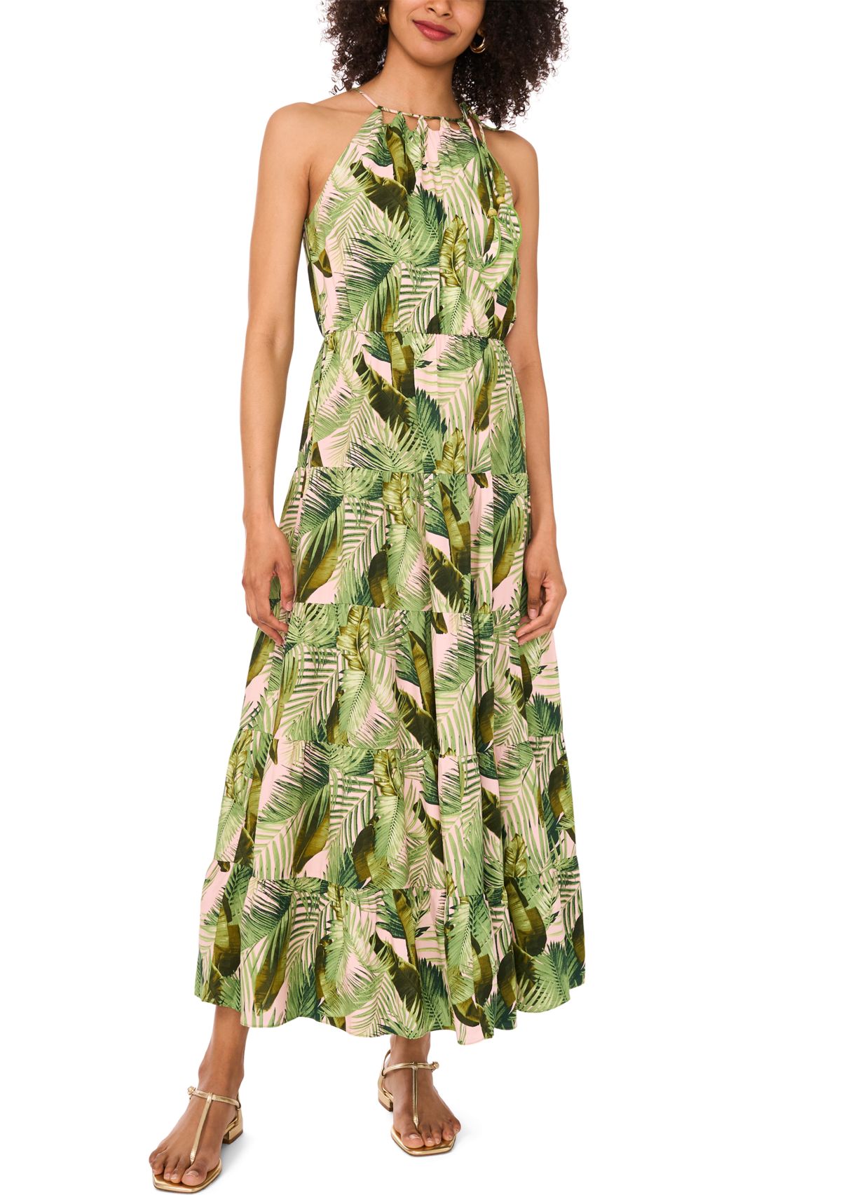Petite Tropical Halter Maxi Dress