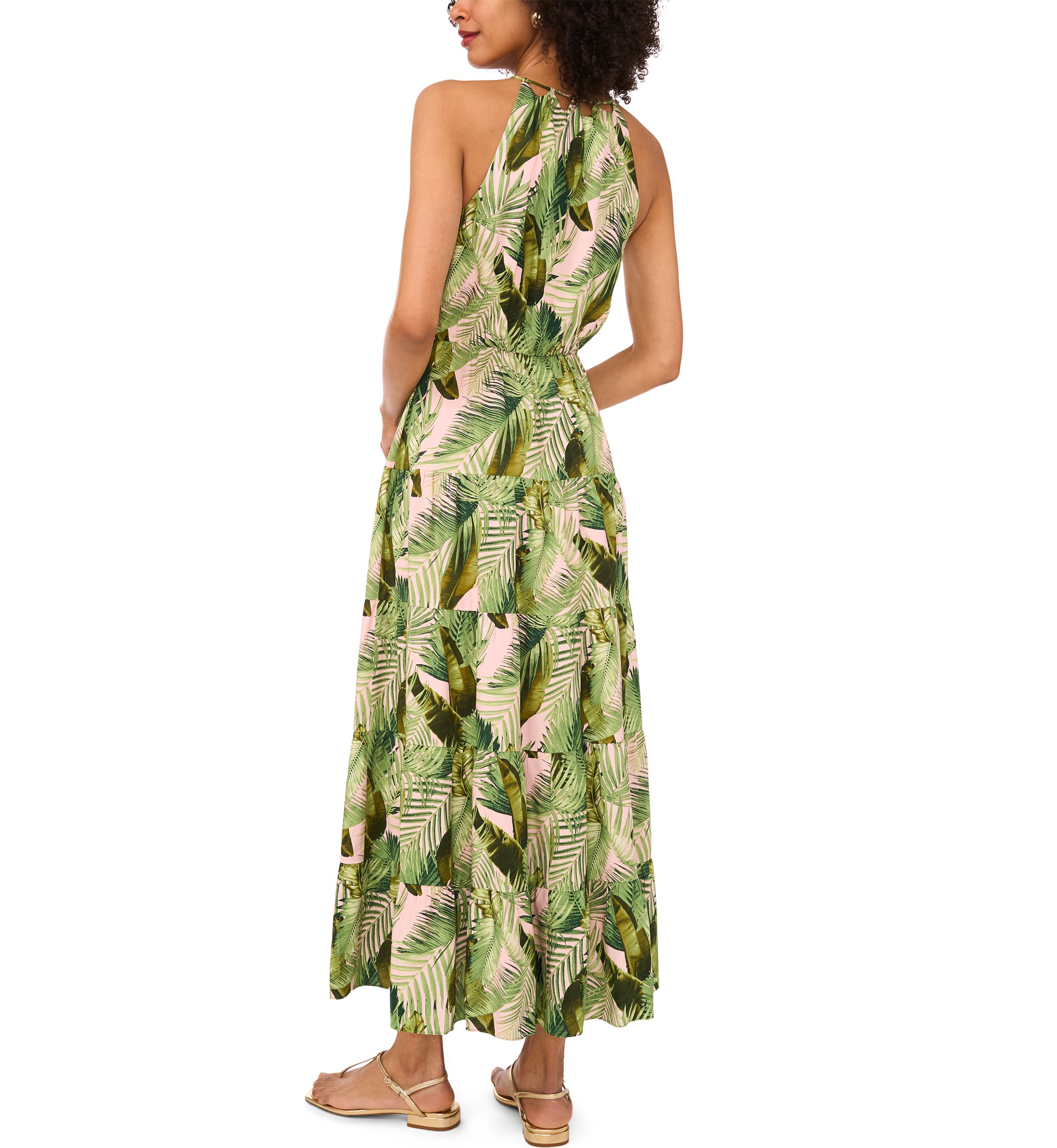 Petite Tropical Halter Maxi Dress