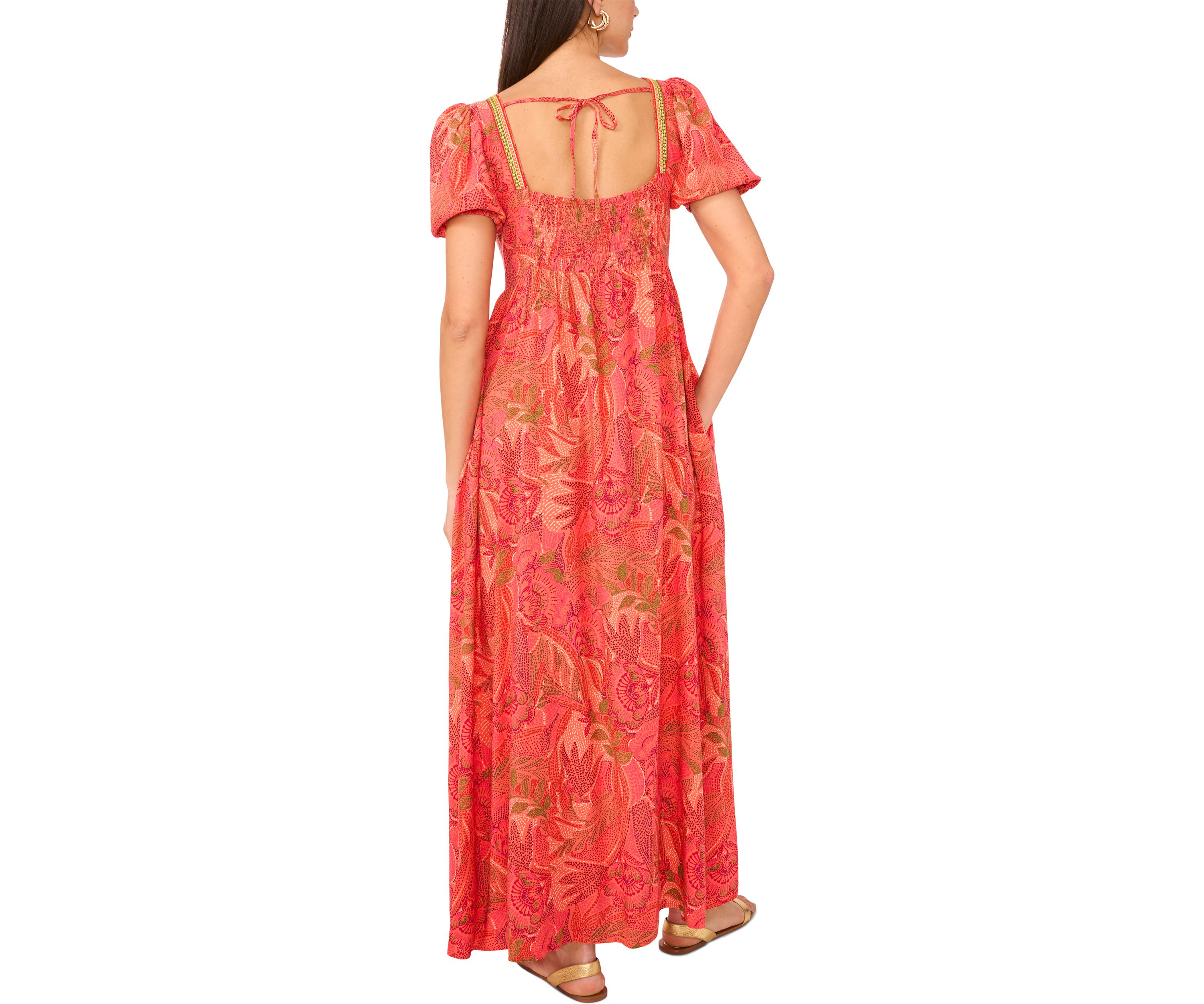 Petite Puff Sleeve Square Neck Maxi Dress