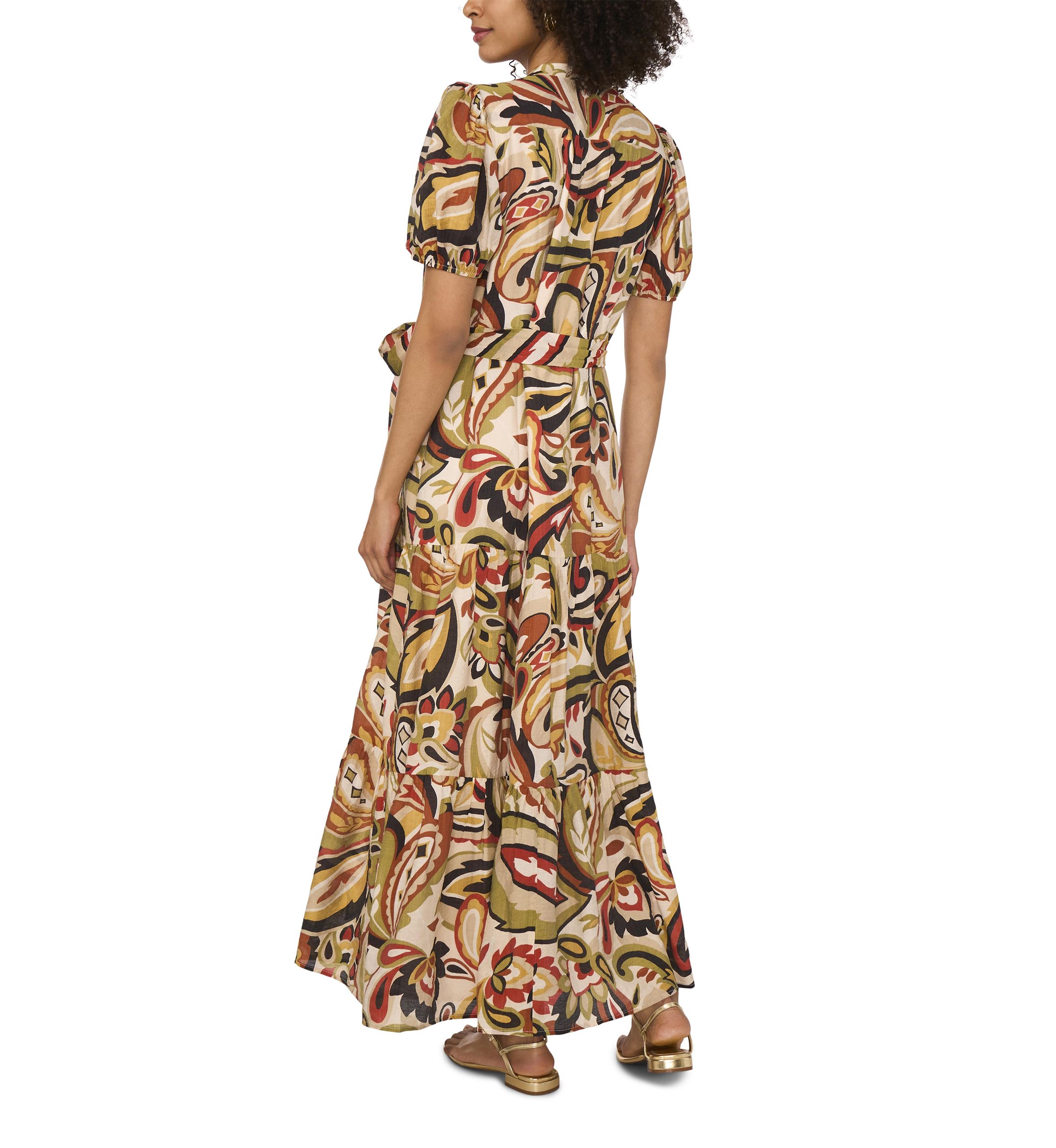 Petite Puff Sleeve Button Down Maxi Dress